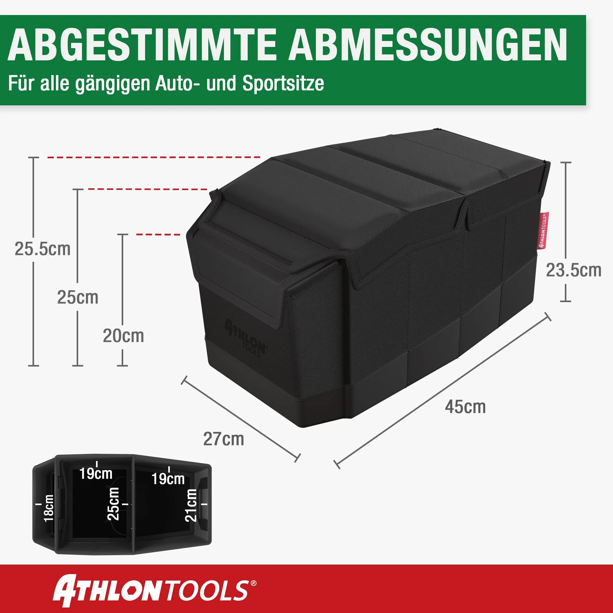 ATHLON TOOLS Organizer na środkowe siedzenie z pokrywą – uniwersalna skrzynka samochodowa z zapięciem magnetycznym