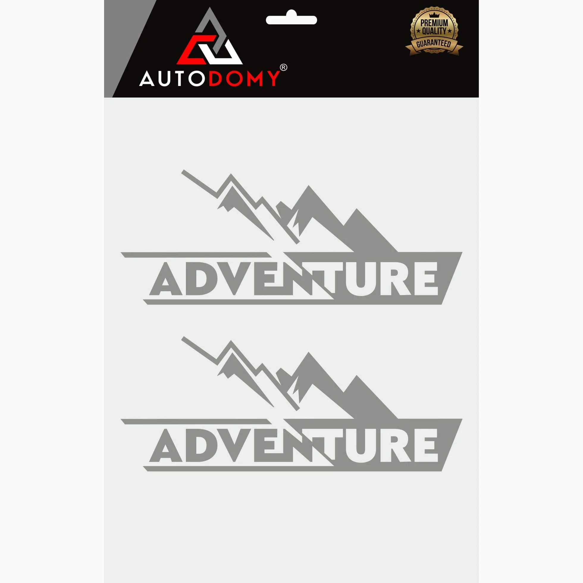 Naklejki Adventure 4x4 Off Road 19x11,5 cm Zestaw 2 Sztuk Winylowe Odporne na Deszcz i Słońce Srebrny