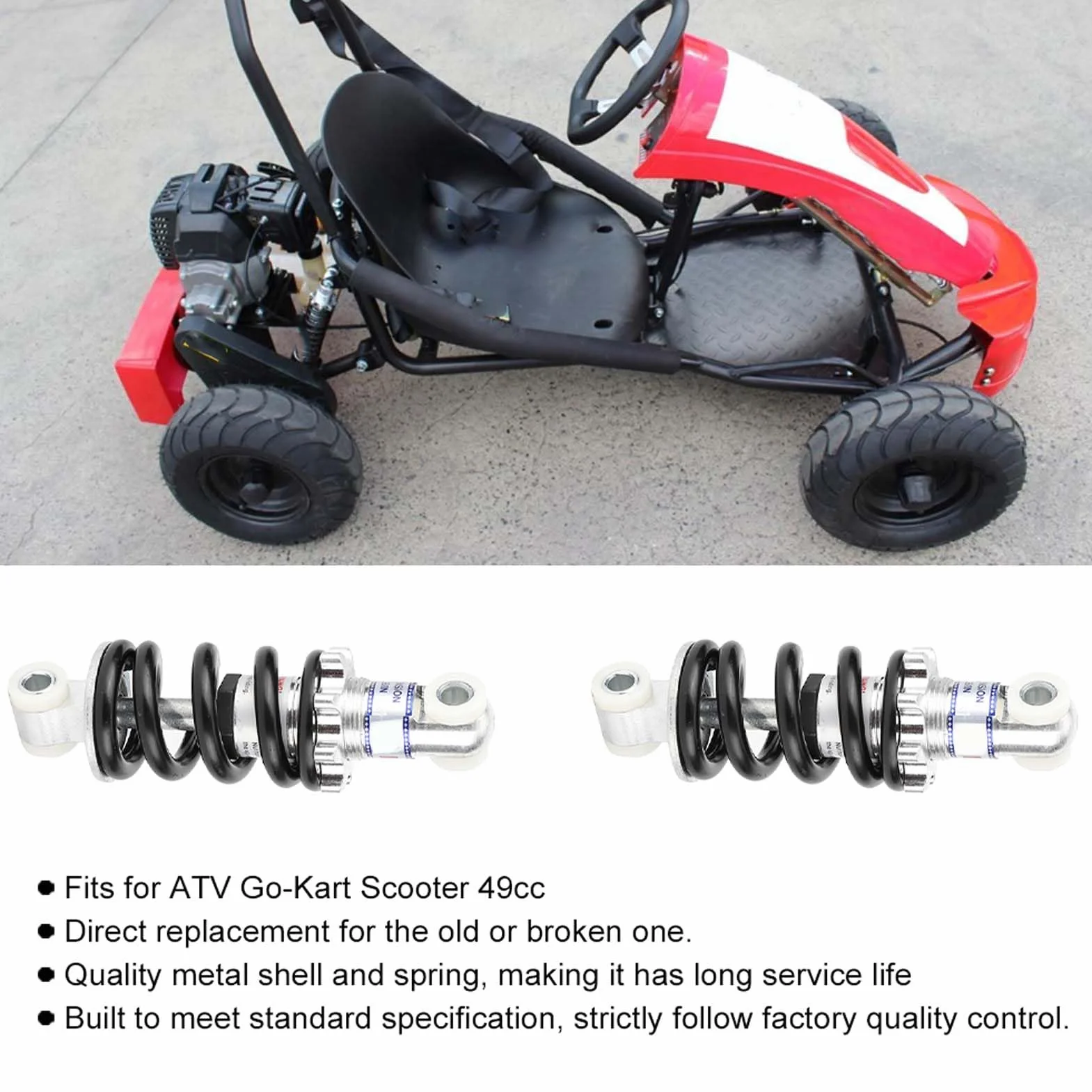 Tylny amortyzator, 2 sztuki, Quad 49 cm3, 125 mm, 750 lbs, tylny amortyzator, pasuje do skutera Atv Go-Kart 49 cm3