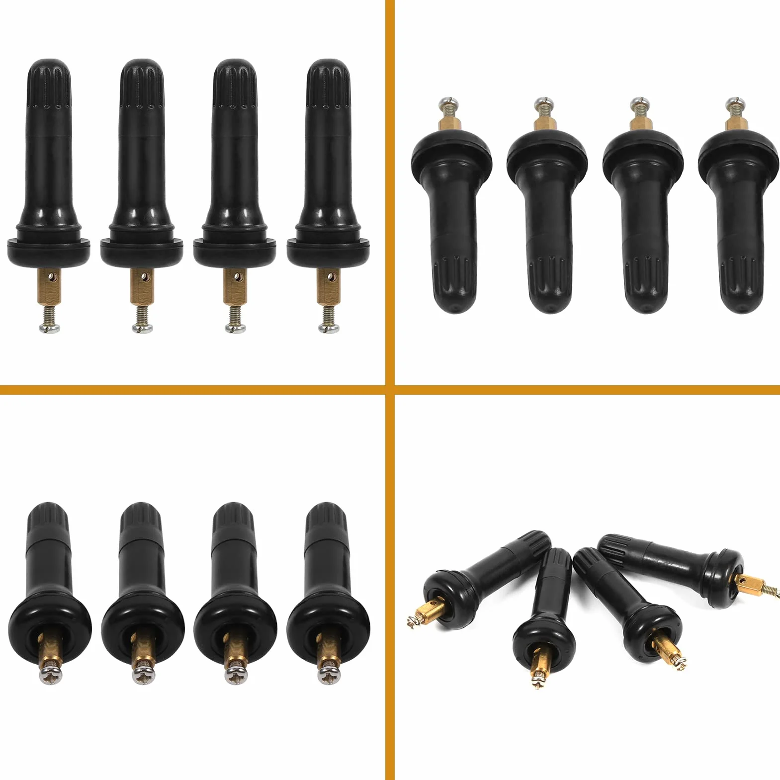 Zatrzaskowy zawór opony, trzpień zaworu TPMS trzpień zaworu do pomiaru ciśnienia w oponach, trzpień zaworu przeciwwybuchowego, gumowy trzpień zaworu do samochodu (4 szt.)