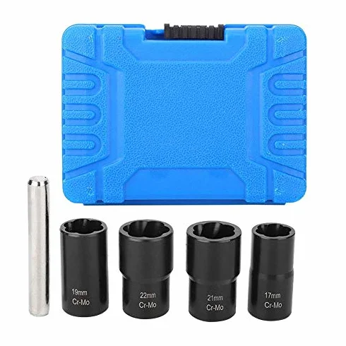 5 Sztuk Zestaw Nasadek Skrętnych 1/2 Cala Napęd Blokowanie Koła śruba z nakrętką Stud Extractor Remover Rozmiar 17mm 19mm 21mm 22mm