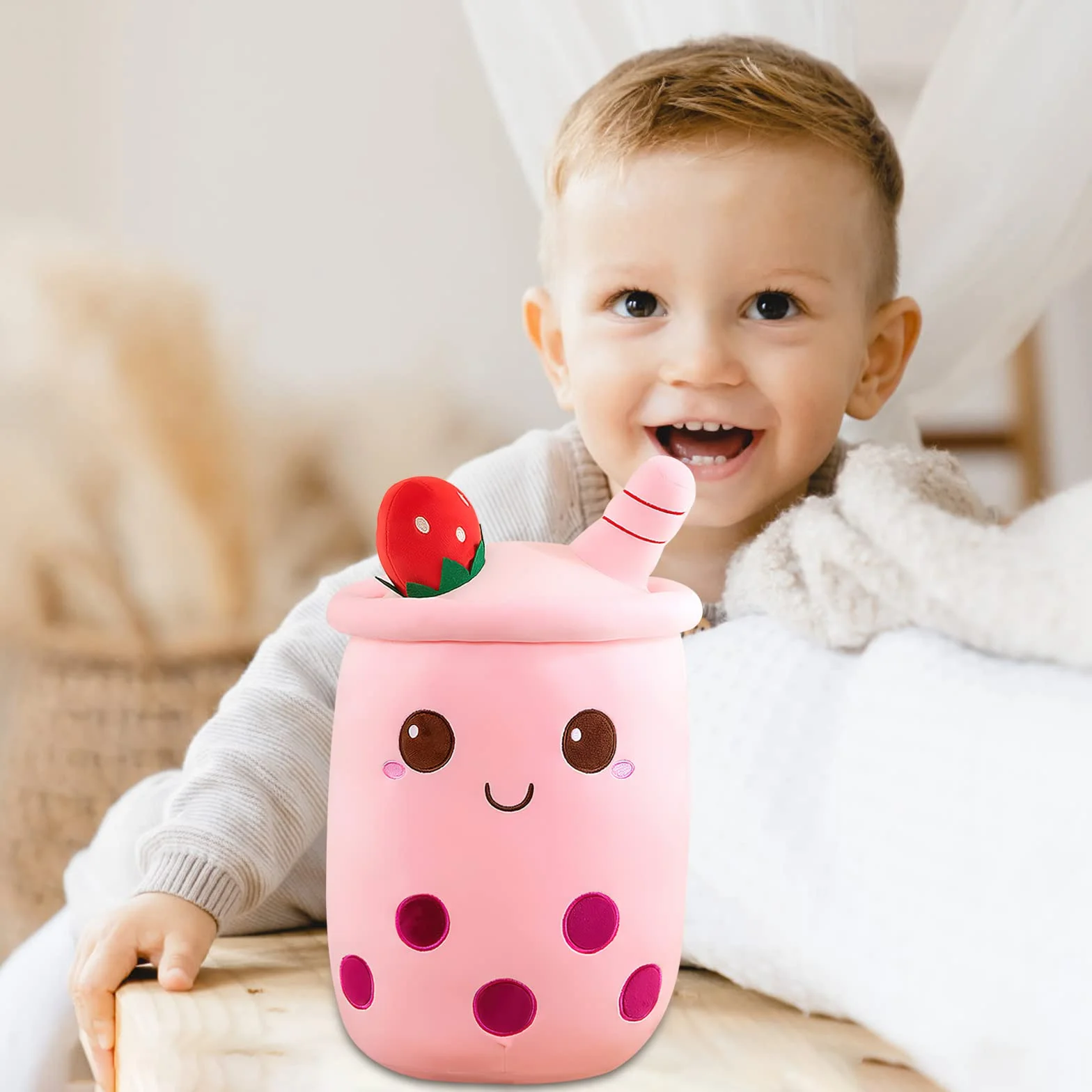 HENGBIRD Bubble Tea pluszowa poduszka, przytulanka, pluszowa zabawka, 25 cm, herbata mleczna, filiżanka, pluszowa poduszka, miękka przytulanka, zabawka dla dzieci, na Boże Narodzenie, urodziny (A)