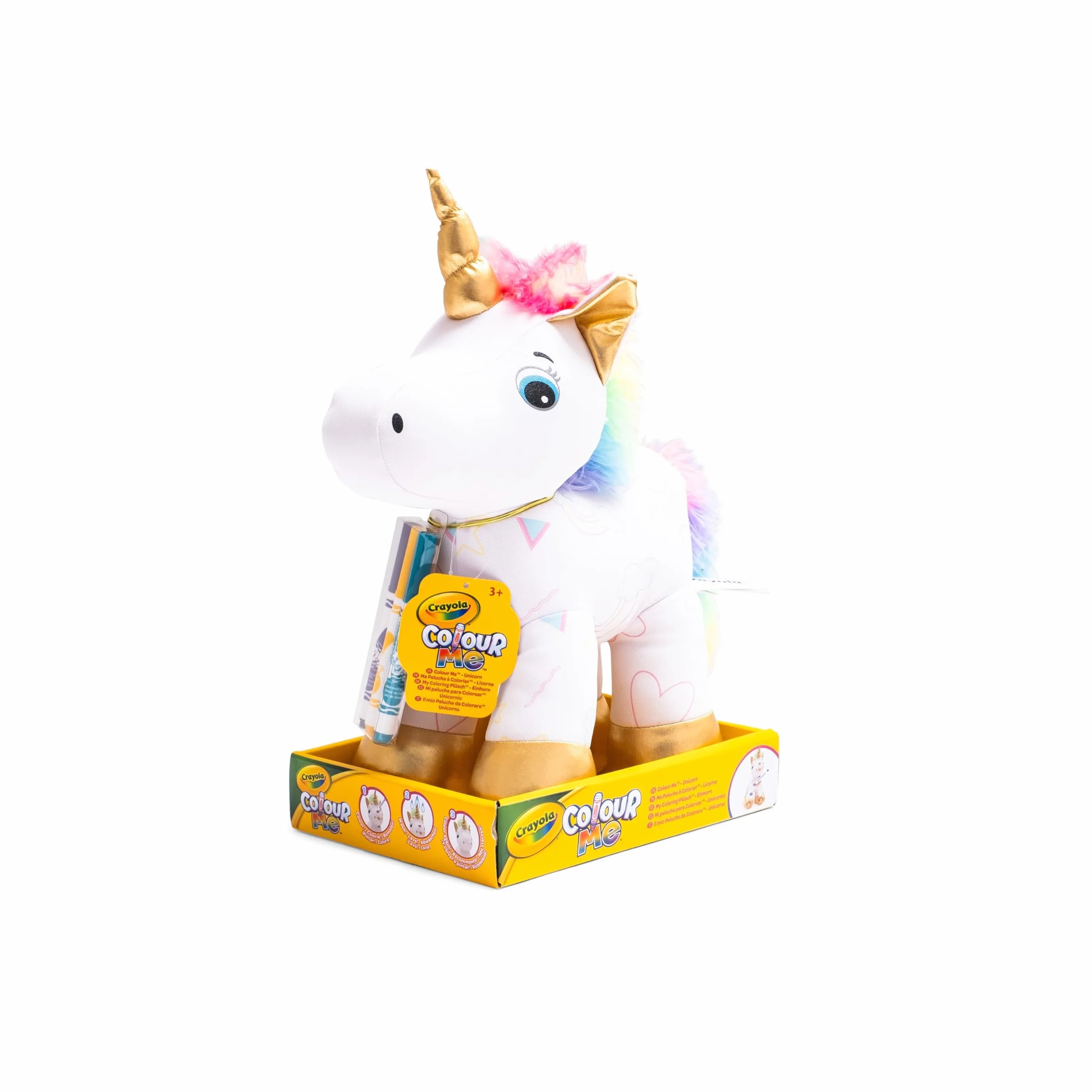 CRAYOLA - Colour Me Plush, pluszowa zabawka z 3 flamastrami, jednorożec, kreatywne zajęcie i prezent dla dzieci od 3 lat, 4026316