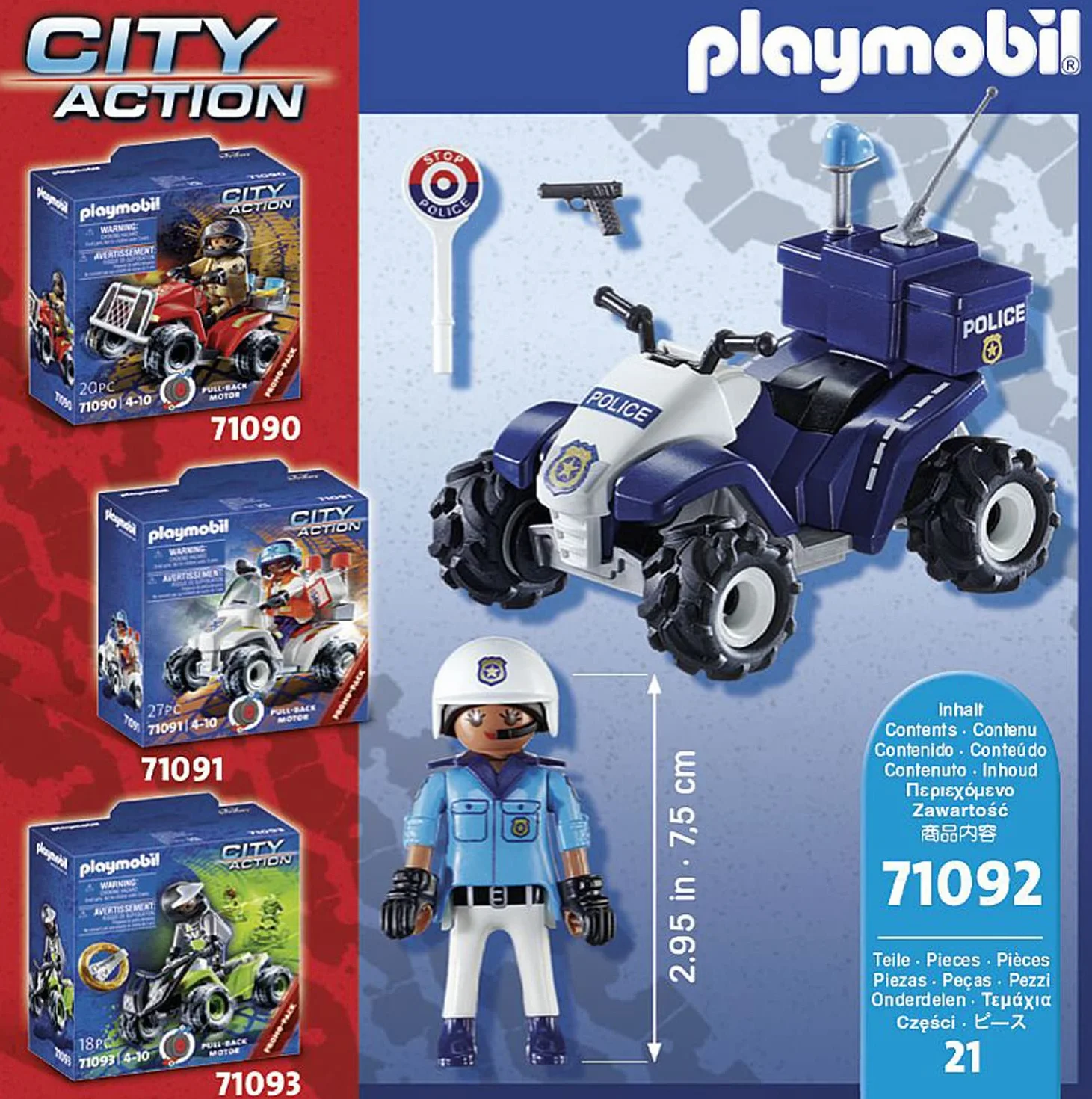 PLAYMOBIL City Action 71092 Policyjny Speed Quad, wyposażony w napęd wsteczny, od 4 lat