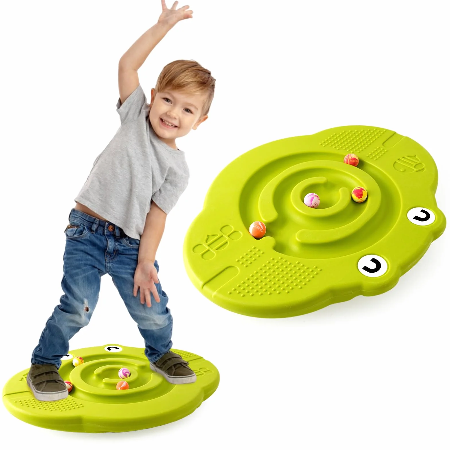 Wobble Balance Board dla dzieci, plastikowa deska do labiryntu z kamieniami skocznymi, obciążenie 99 kg, aktywna zabawa i trening dla małych dzieci