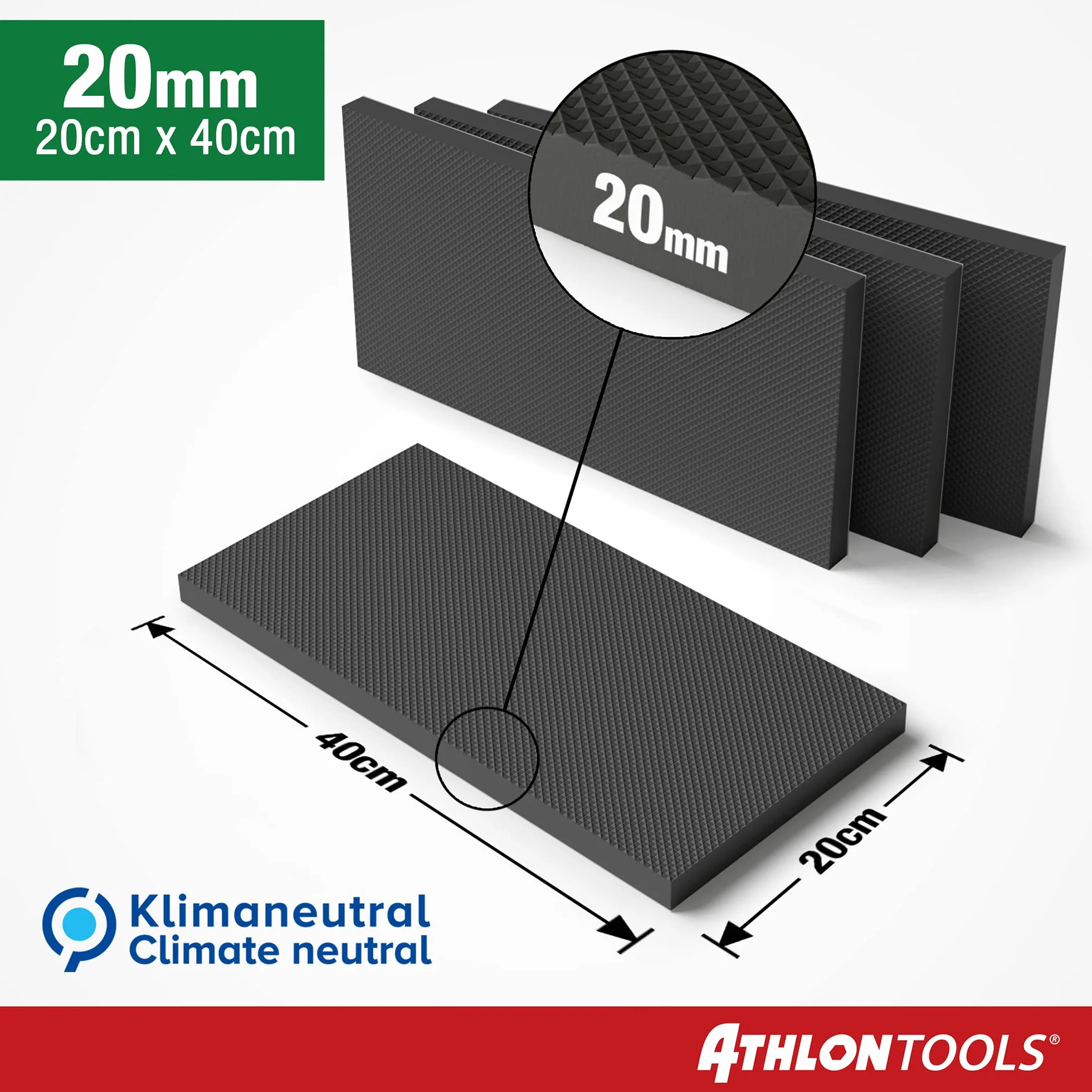 ATHLON TOOLS MaxProtect Premium 4 x samoprzylepna ochrona ściany garażowej, 40 x 20 x 2,0 cm, ochrona przed uderzeniami, ochrona krawędzi drzwi (czarny)