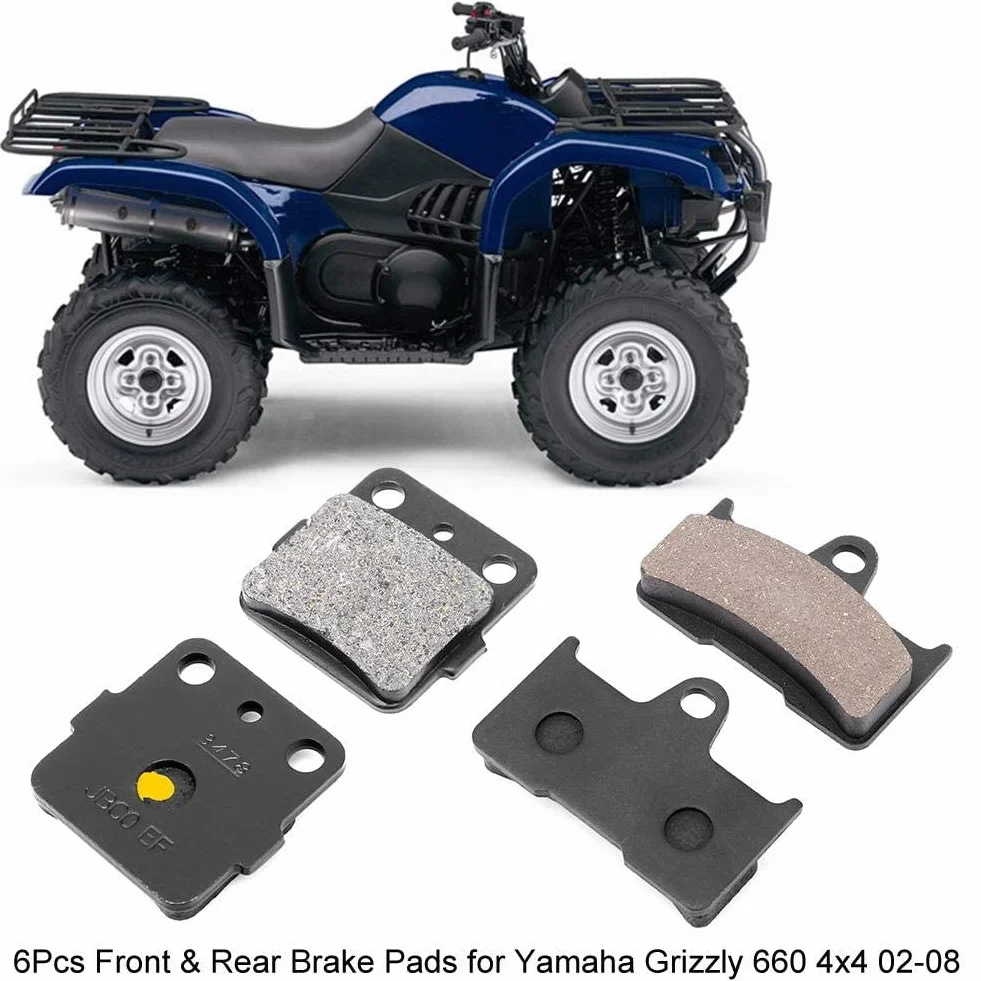 Klocki hamulcowe, 6 szt. Przednie i tylne klocki hamulcowe do Grizzly 660 4x4 YFM660F 2002 2003 2004 2005 2006 2007 2008