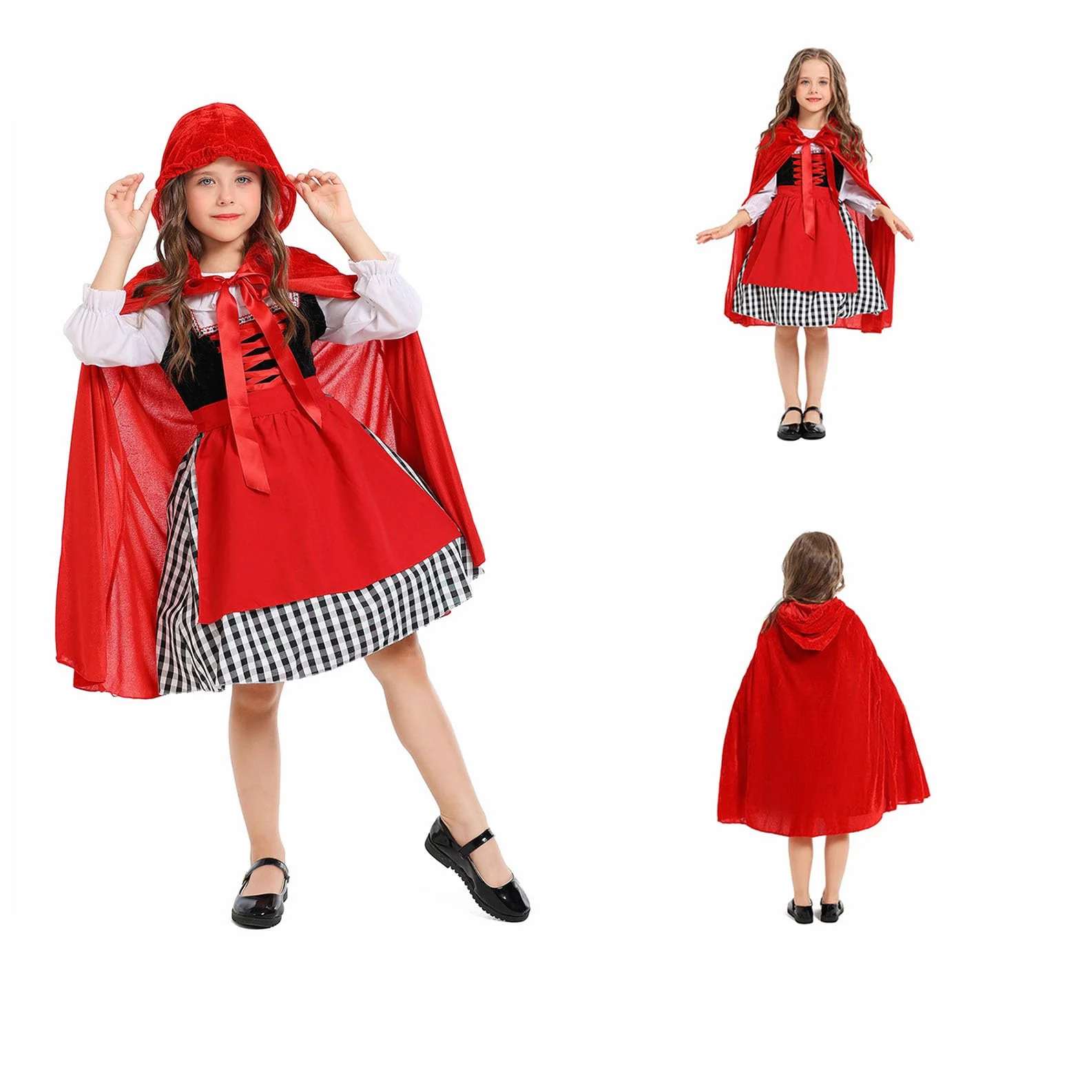 czerwona peleryna z kapturem, dziecięca peleryna wampira, płaszcz unisex z kapturem na Halloween, Boże Narodzenie (90 cm), płaszcz halloweenowy, fantazyjny kostium dla chłopca i dziewcząt,