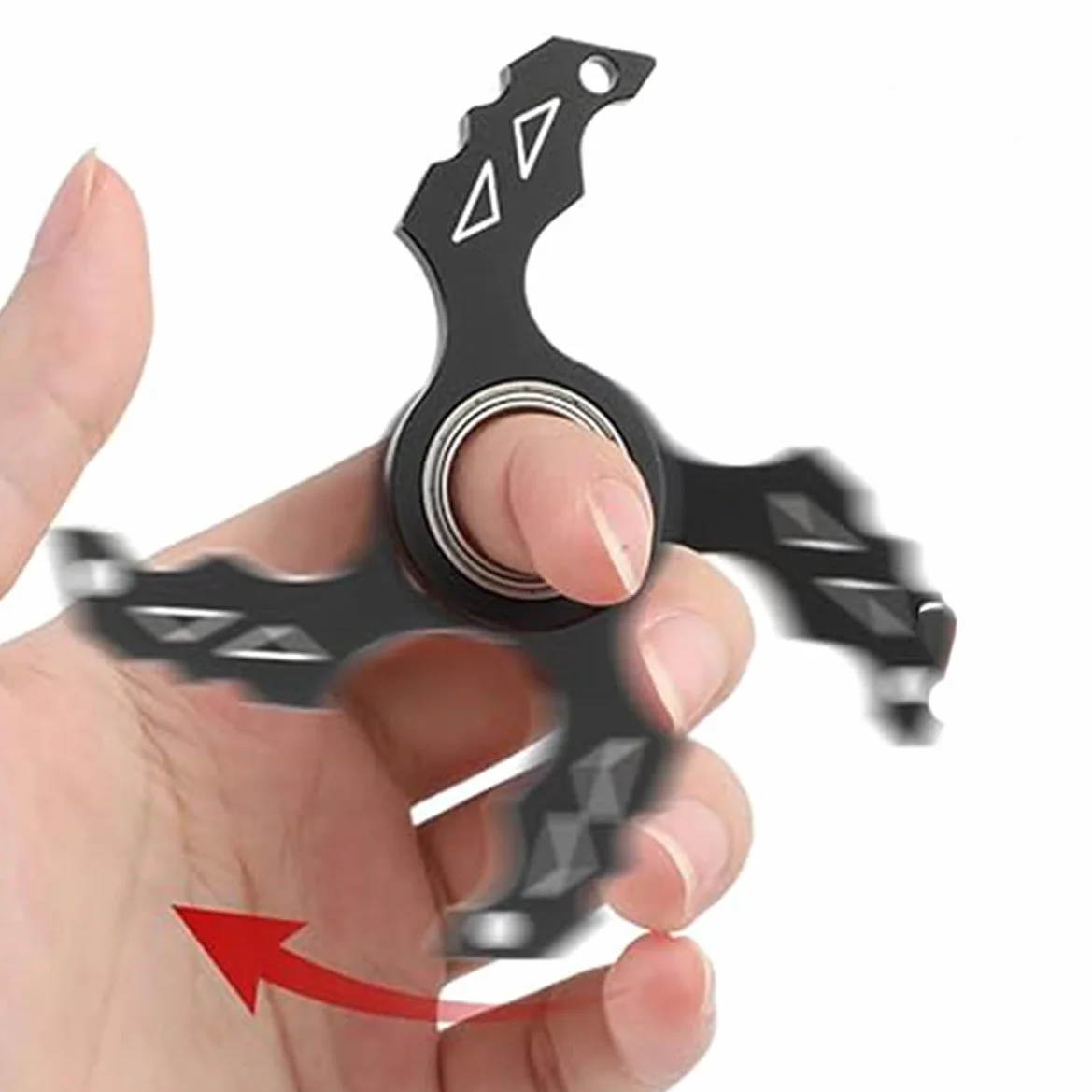 Amacoam Breloczek do kluczy Spinner 2 sztuki, przenośny, spinner, do treningu palców, dla dzieci i dorosłych, do łagodzenia lęku, czarny, M