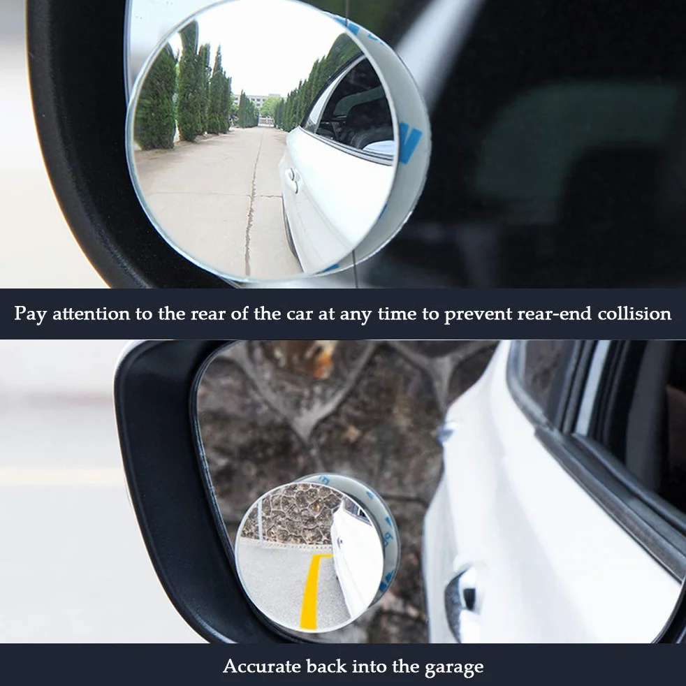 Obracane o 360° dodatkowe lusterko do lusterek bocznych eliminujące martwe pole, wypukłe lusterko obrotowe zwiększające widoczność, do samochodów osobowych, dostawczych, ciężarowych jak i motocykli (2 szt.)