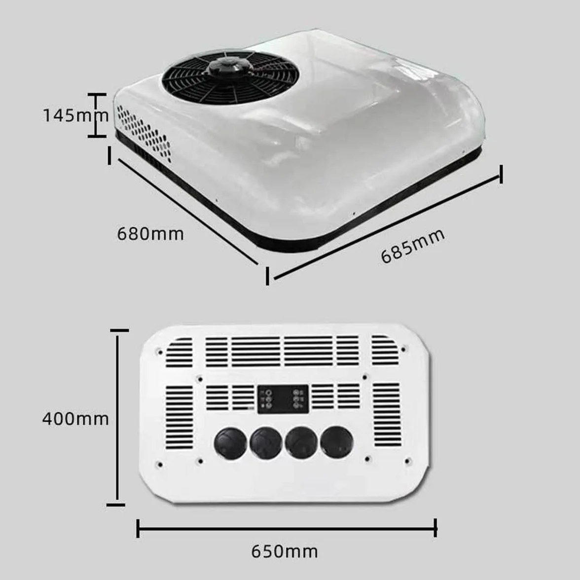 Klimatyzator DC 12V/24V/ultra cienka klimatyzator dachowy samochodu ma zastosowanie do minivanów, pojazdów terenowych, pickupów, kamperów, ciężarówek, pojazdów rolniczych,koparek,White-12V