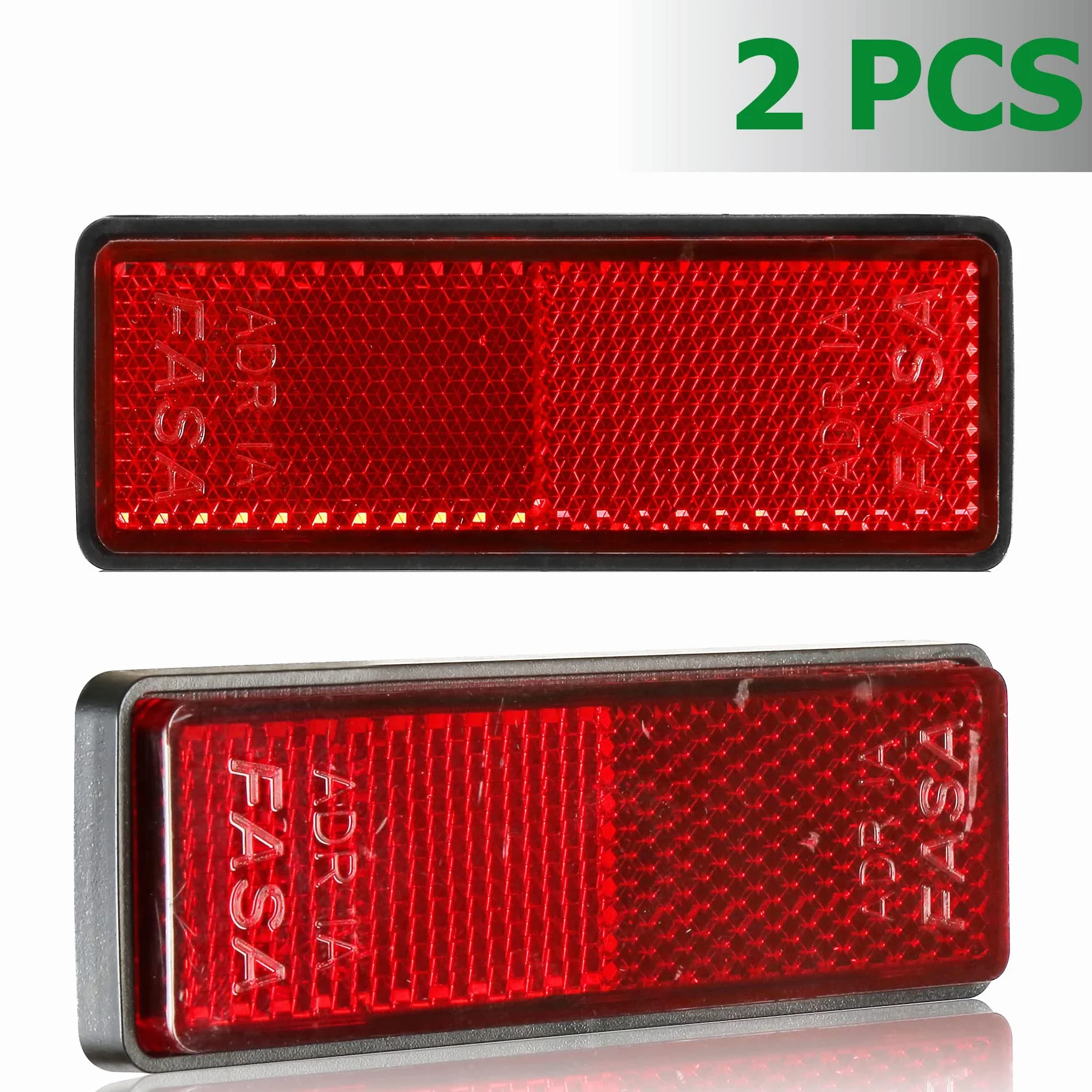 Czerwone prostokątne odbłyśniki do przyczep 97,7x32x9 mm samoprzylepne