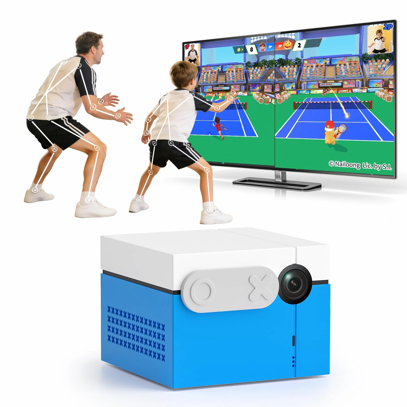 KINHANK MotionX Konsole do gier z wykrywaniem ruchu, system gier wideo typu plug&play dla interaktywnego rodzica i dziecka, bez abonamentu i kontrolera, zabawka prezent dla chłopców i dziewcząt od 3