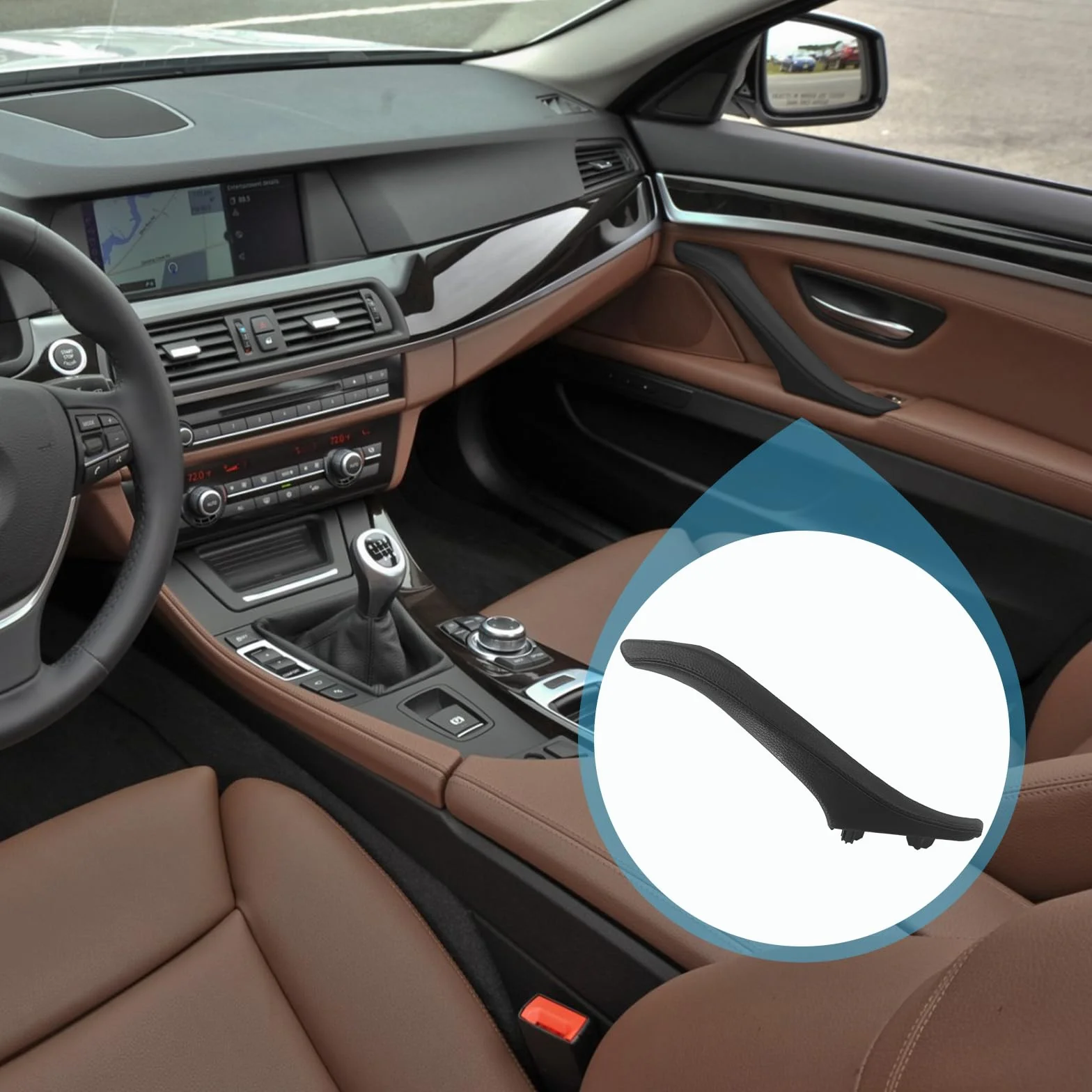 Skórzana klamka boczna do BMW serii 5, skórzana osłona klamki bocznej do drzwi 5 F10 F11 F18 51417225852 prawy samochód do wnętrza samochodu pasażera, skóra, uchwyt do ciągnięcia, kolor czarny