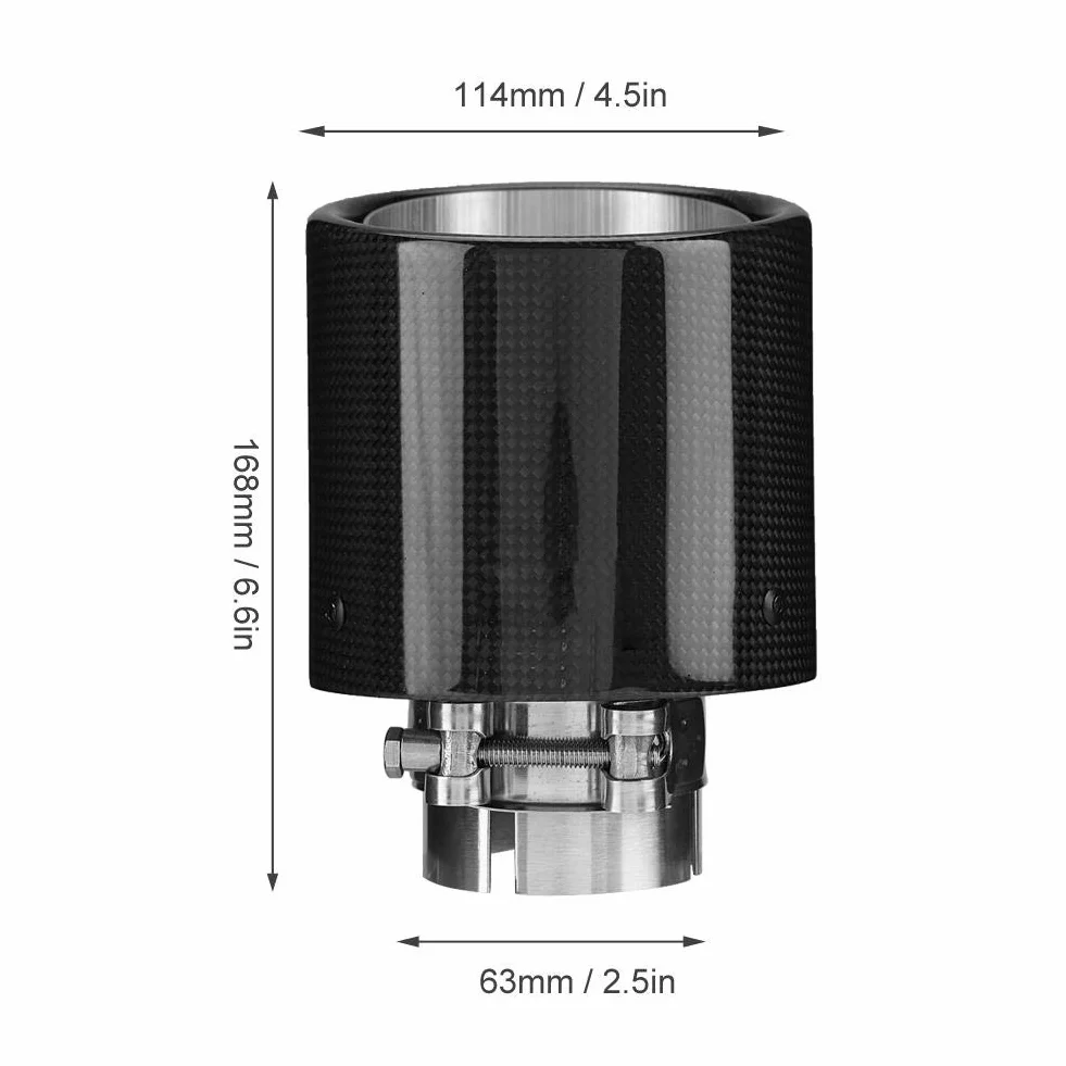 Qiilu Końcówka rury wydechowej uniwersalna 63-114 mm włókno węglowe