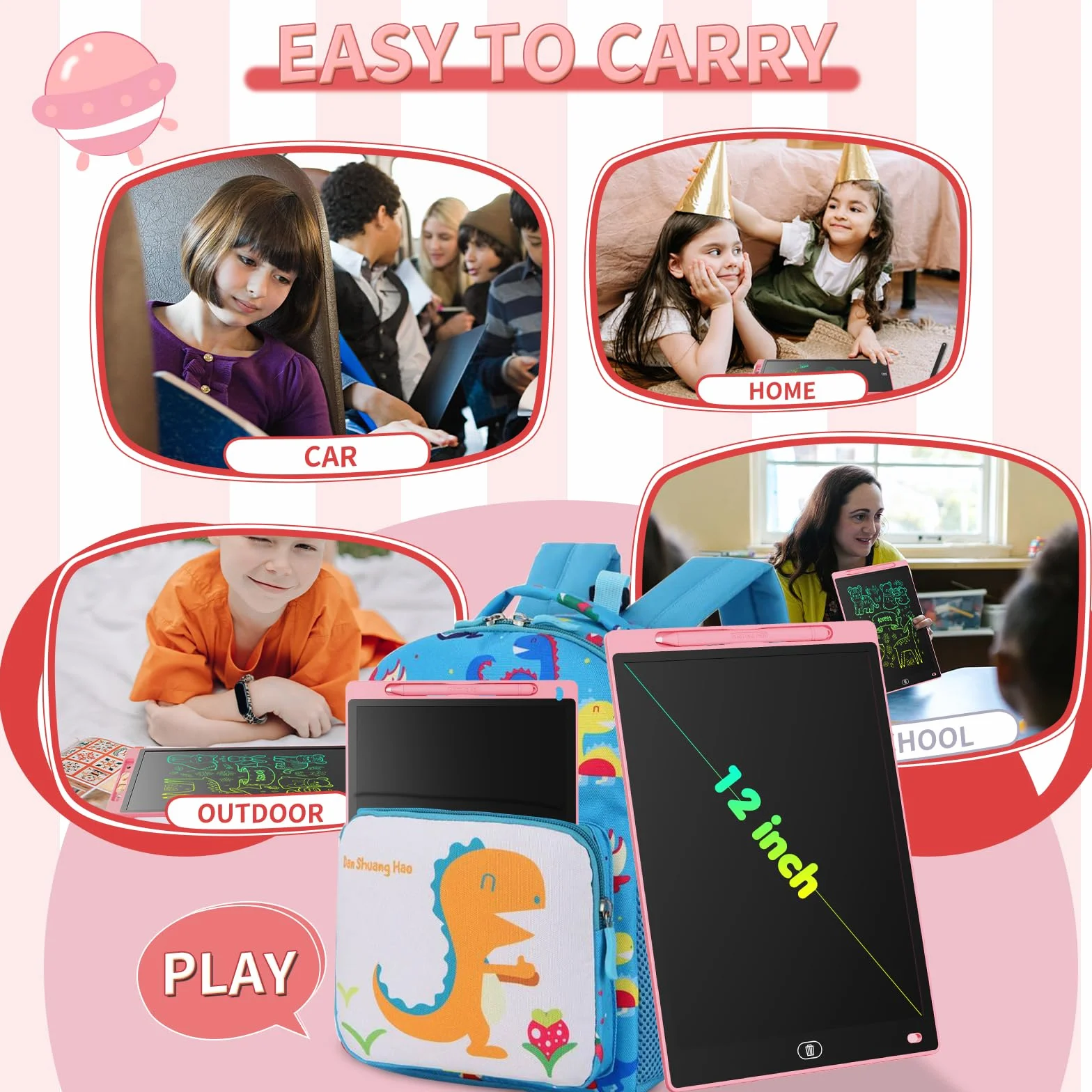 [2 Sztuki]Genialba 8,5-Calowy Tablet LCD do Pisania Kolorowy Ekran Tablica do Rysowania Zabawki dla Edukacyjne Prezenty Boże Narodzenie, dla Chłopców i Dziewcząt w wieku 2 3 4 5 lat (Różowy&Niebieski)
