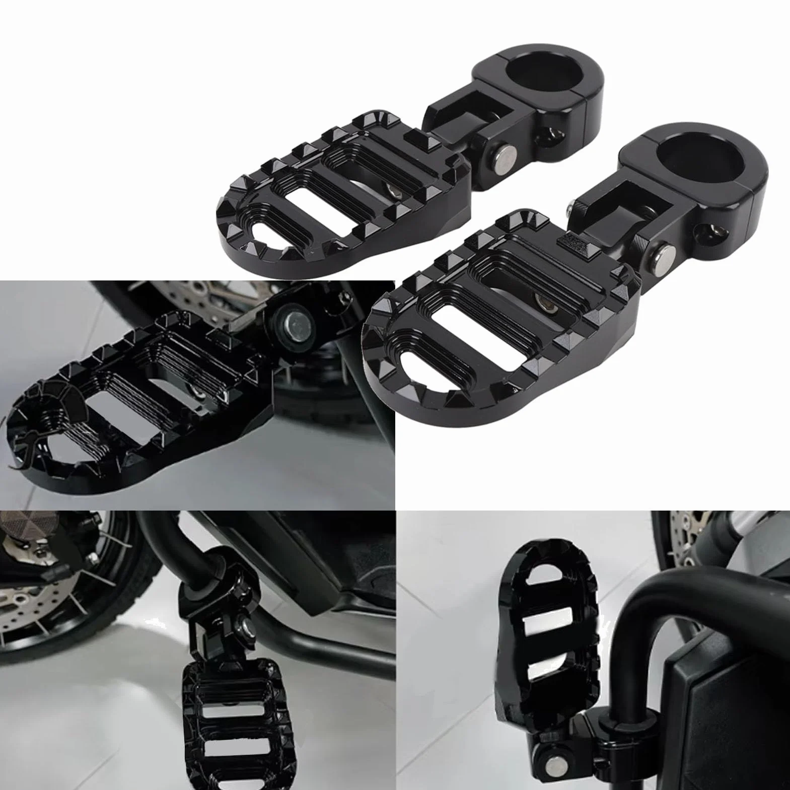 T6063 Stop Aluminium CNC Podnóżki Motocyklowe Podnóżki Podnóżki z charakterystyczną konstrukcją Przekładni, Regulacja Kąta Obrotu, Kompatybilne z Mocowaniem 1in 1,06in 1,25in