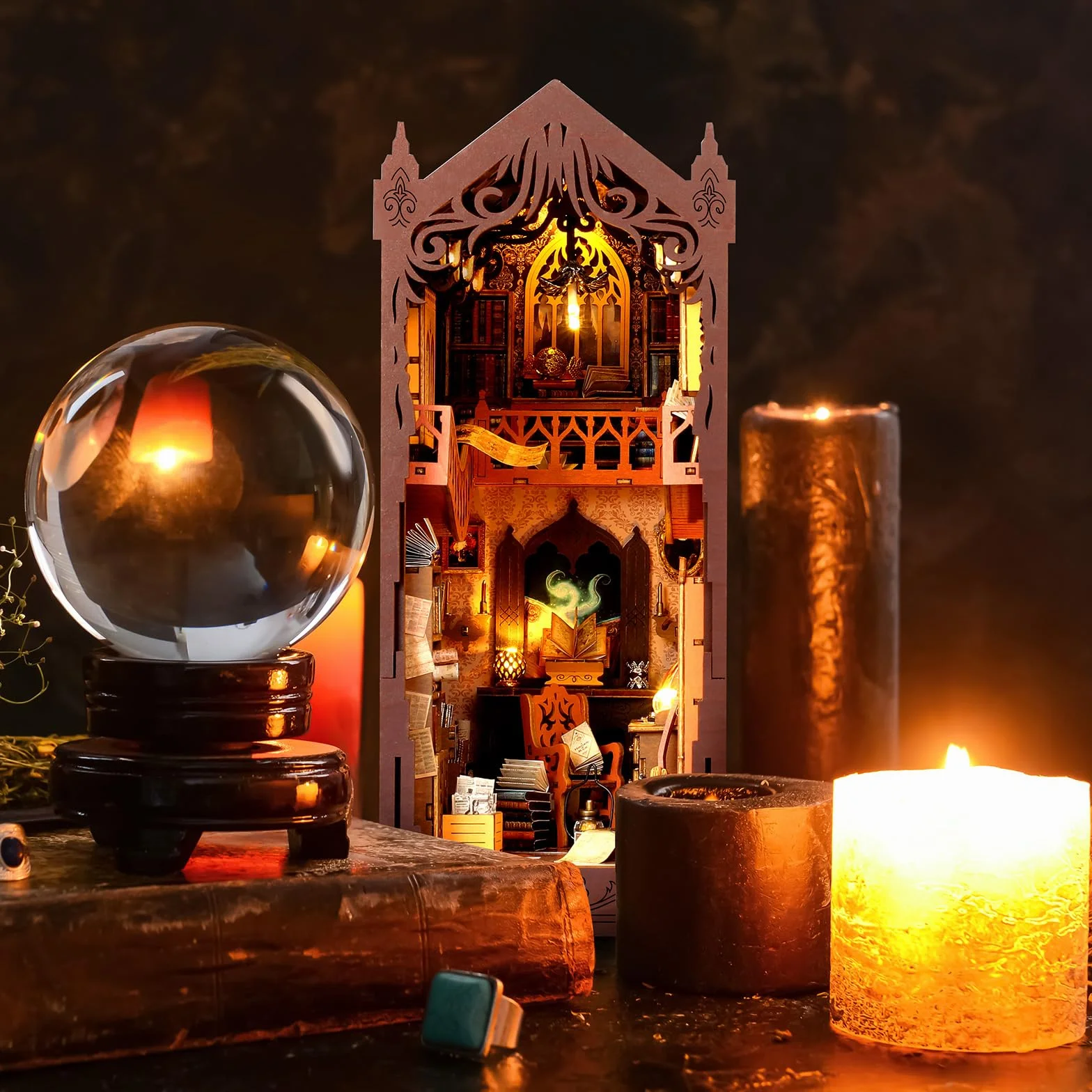 Zestaw do samodzielnego wykonania, miniaturowy domek dla lalek z oświetleniem LED, drewniana wkładka do puzzli 3D, idealna dla nastolatków i dorosłych, magiczna książka