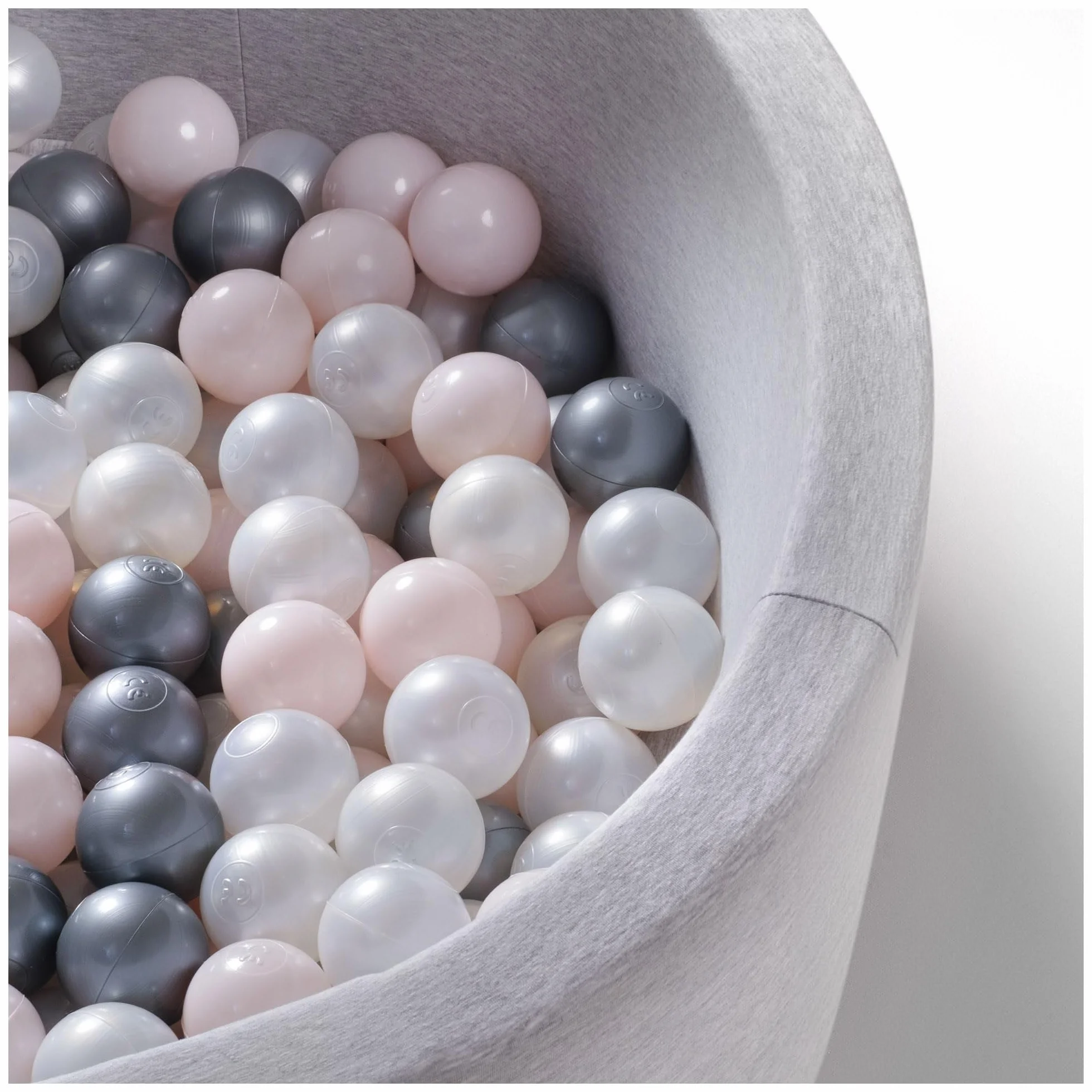 MISIOO Piłki do basenu z piłkami, 150 sztuk, średnica 6 cm, plastikowe piłki wyprodukowane w 100% z LDPE, zabawka dla niemowląt, jasnoróżowe/perłowe/srebrne
