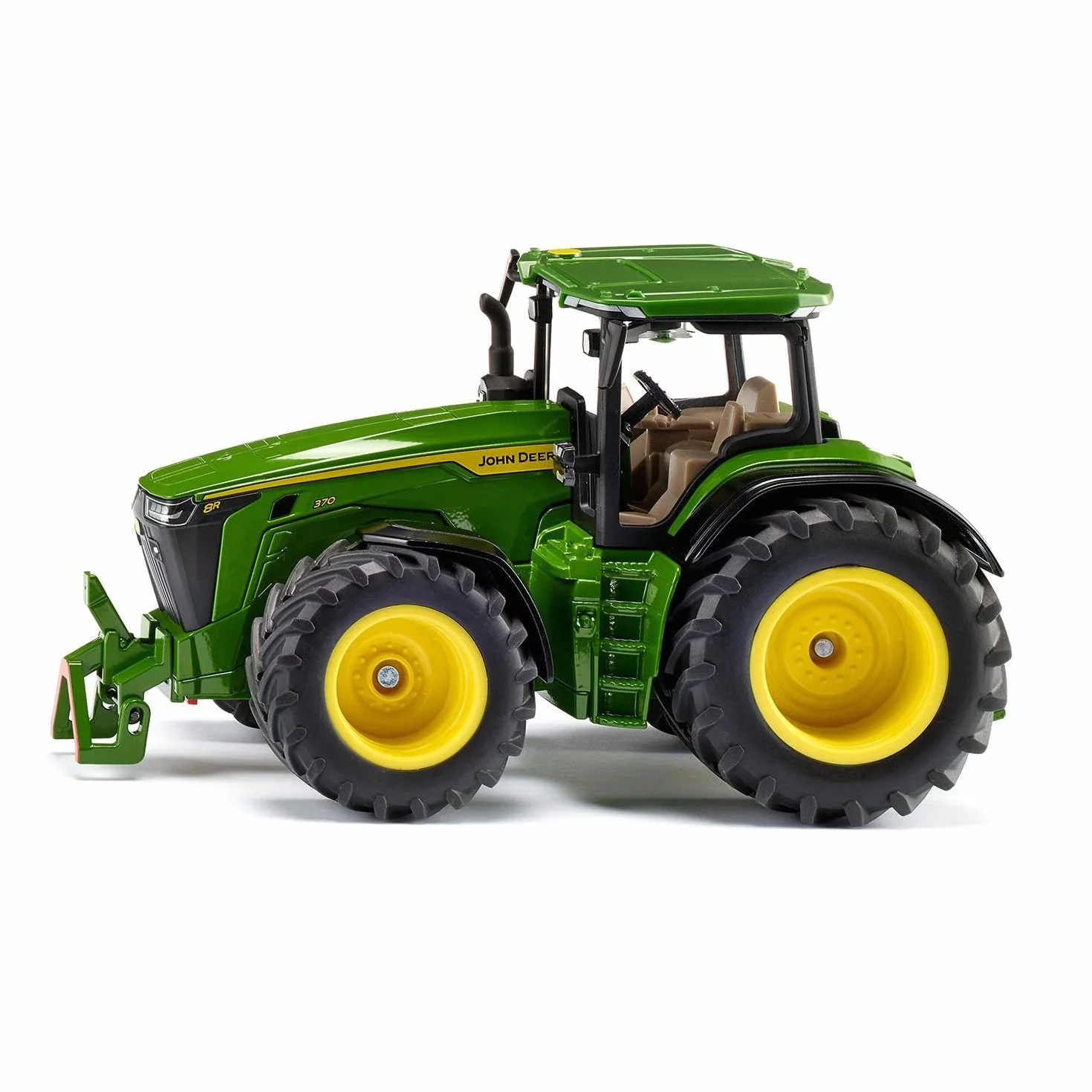Siku 3290, John Deere 8R 370, 1:32, Metal,Tworzywo sztuczne, Zielony, Z obciążeniem przednim, Otwierana pokrywa silnika