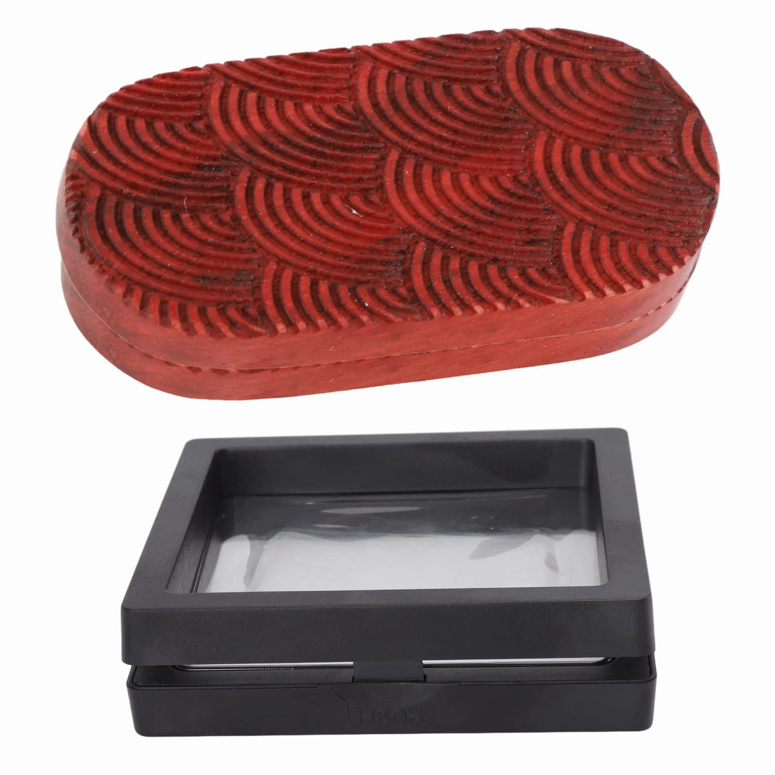 Fidget Zabawki dla Dorosłych, Zabawki Antystresowe, Fidget Slider Czerwone Drzewo Sandałowe Relief Grawerowany Koniec Palca Fidget Slider Toy Fidget Spinners do Biura (Nieograniczone falowanie wody)