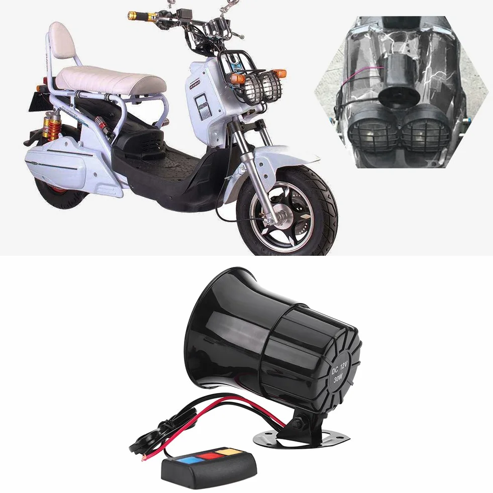 Qiilu QL04306 12V 30 W Car Motorcycle Alarm Warning Syrena Horn 3 Sound Głośnik