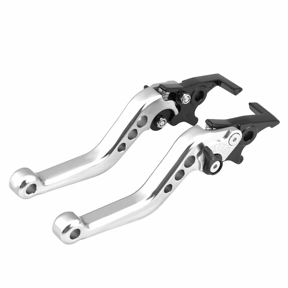 Qiilu 1 para CNC ze stopu aluminium modyfikacja motocykla podwójna dźwignia hamulca tarczowego (srebrny)