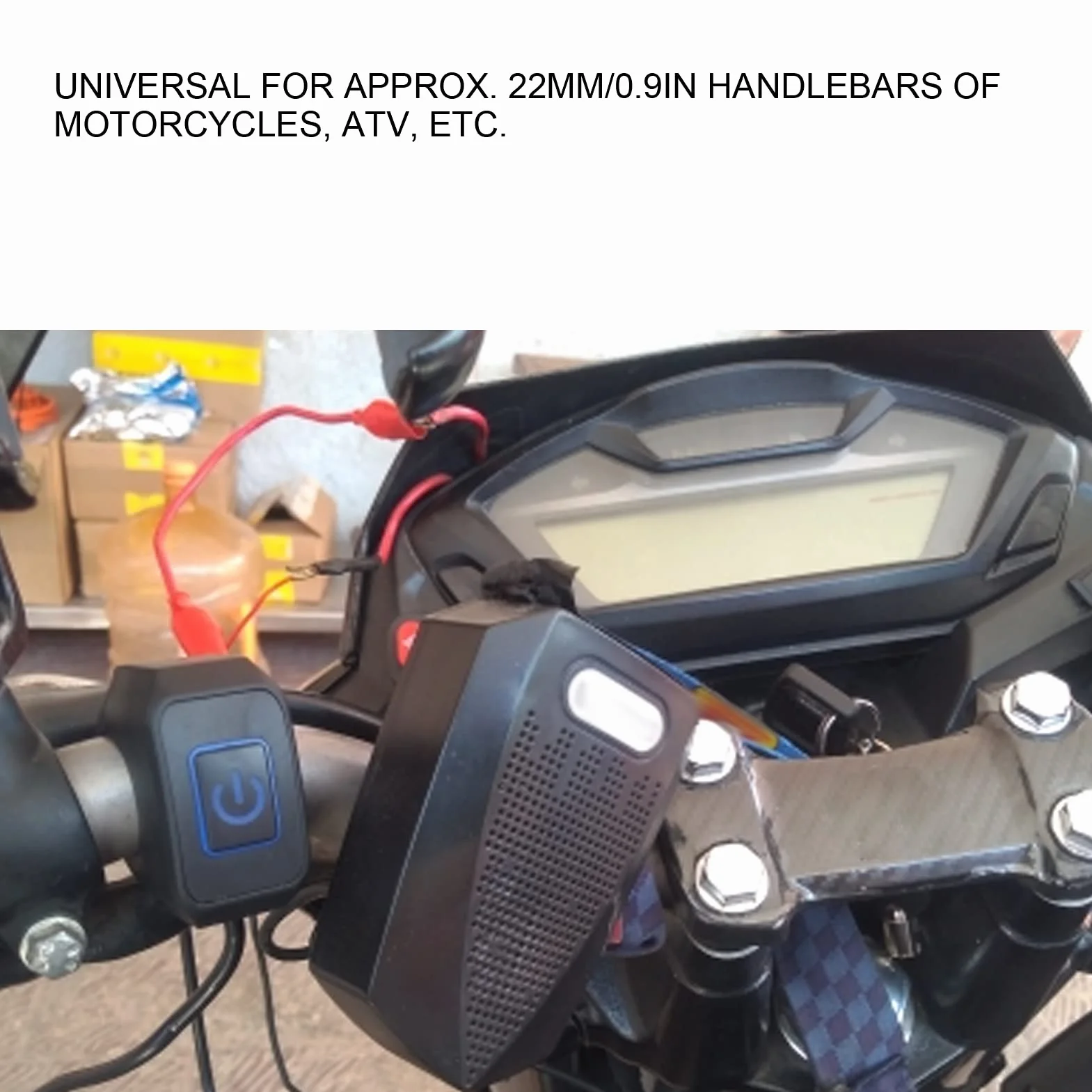 Yctze 22mm Przełącznik na Kierownicę Motocykla, Przycisk Sterowania Przełącznikiem światła Motocykla ATV Wodoodporny Uniwersalny do Reflektorów (metal ABS)(Niebieski)