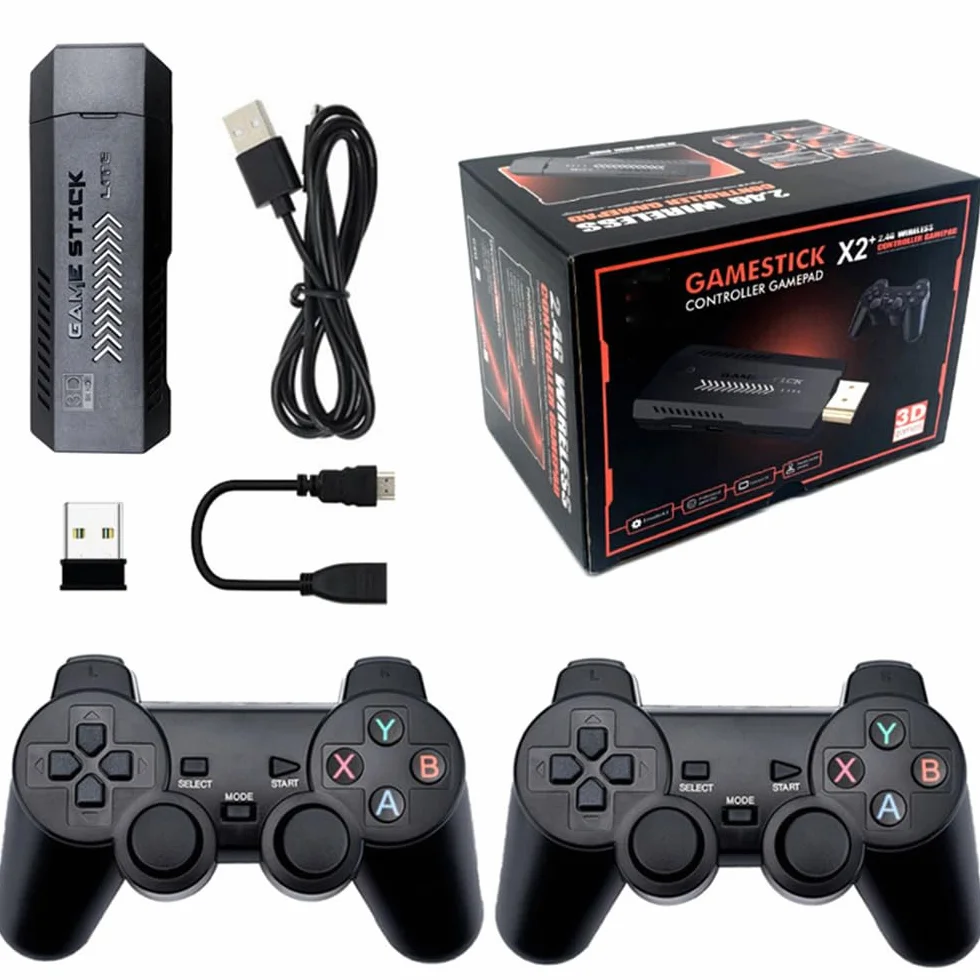 Konsola do gier retro z kontrolerem bezprzewodowym 2,4 g, wbudowana karta 35500+ kij do gier, retro wtyczka i kij do gier 40+ symulatory, wyjście 4K dla TV-64GB