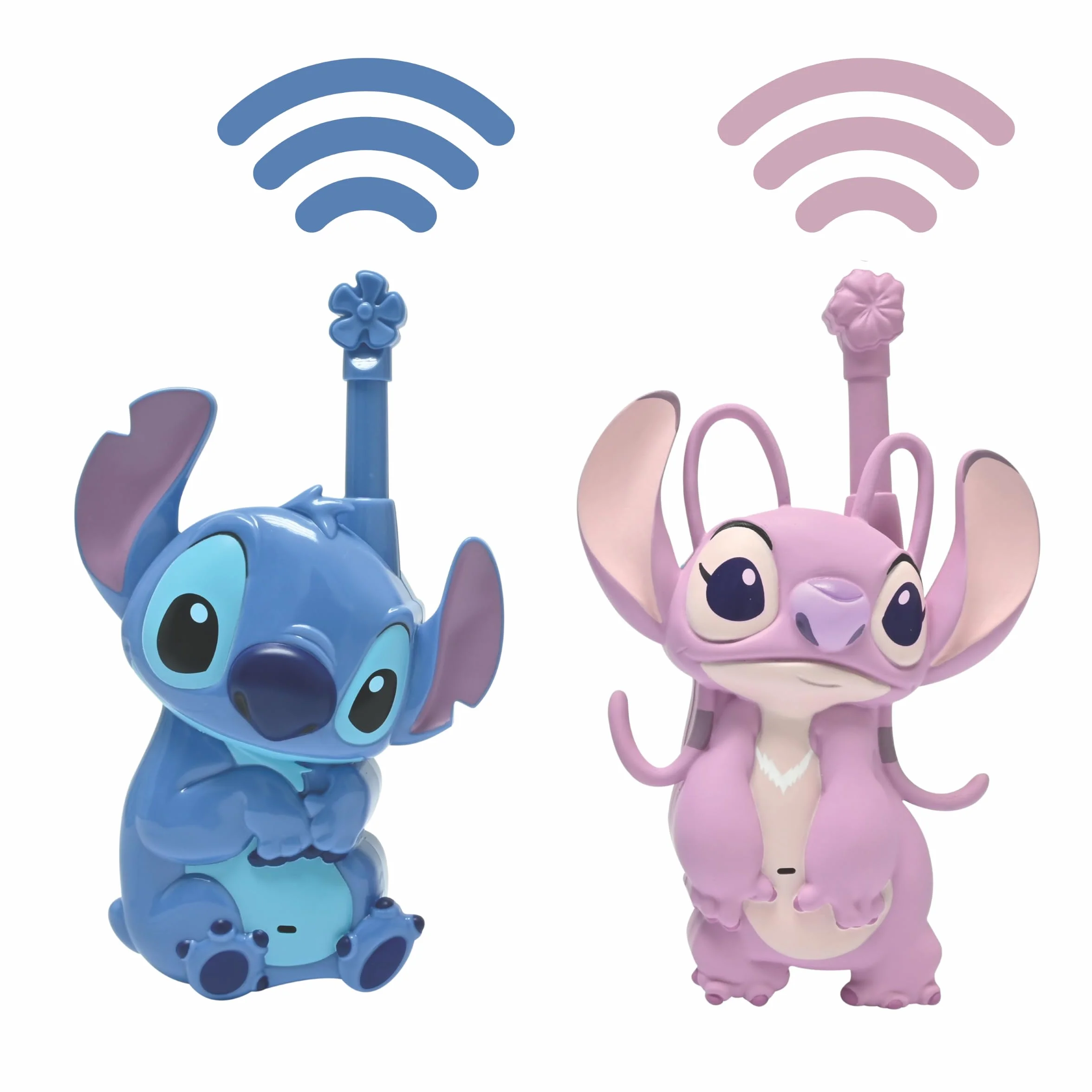 Lexibook, Disney Stitch, krótkofalówki 3D Stitch i Angel, zasięg 500 m, 2 kanały komunikacji, klips do paska, niebieskie/różowe, TW18D1