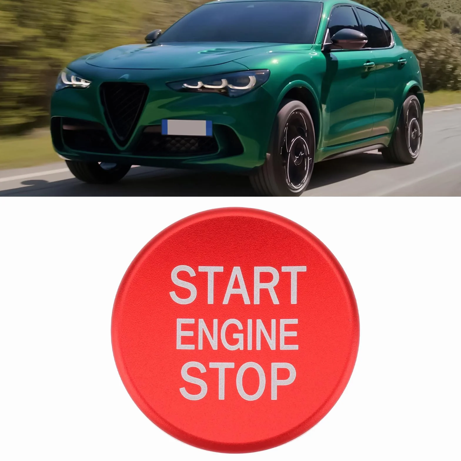 Naklejka dekoracyjna pierścieniowa osłona przycisku 1 Touch Start kompatybilna z Alfa Romeo Giulia Stelvio 17-21