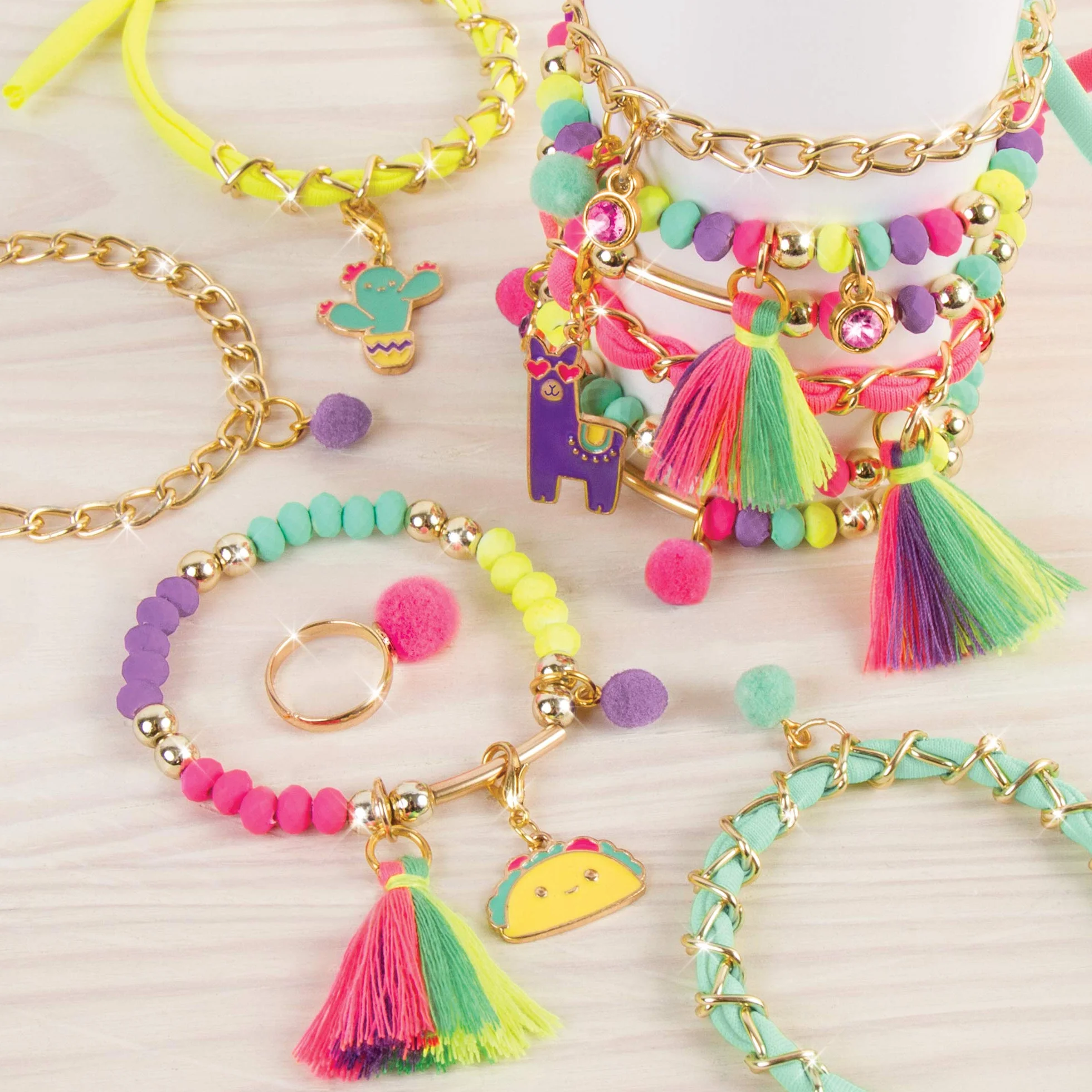 Make It Real Bracelet Making Kit with Neon Bracelet Beads - Girls Friendship Jewellery - Arts and Crafts for Kids