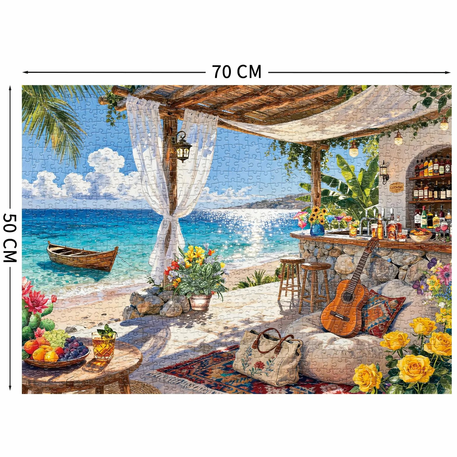 Puzzle 1000 elementów dla dorosłych i dzieci, Impossible Game, prezent z puzzlami, sprytne zagadki, kolorowe puzzle z motywem baru na wyspie