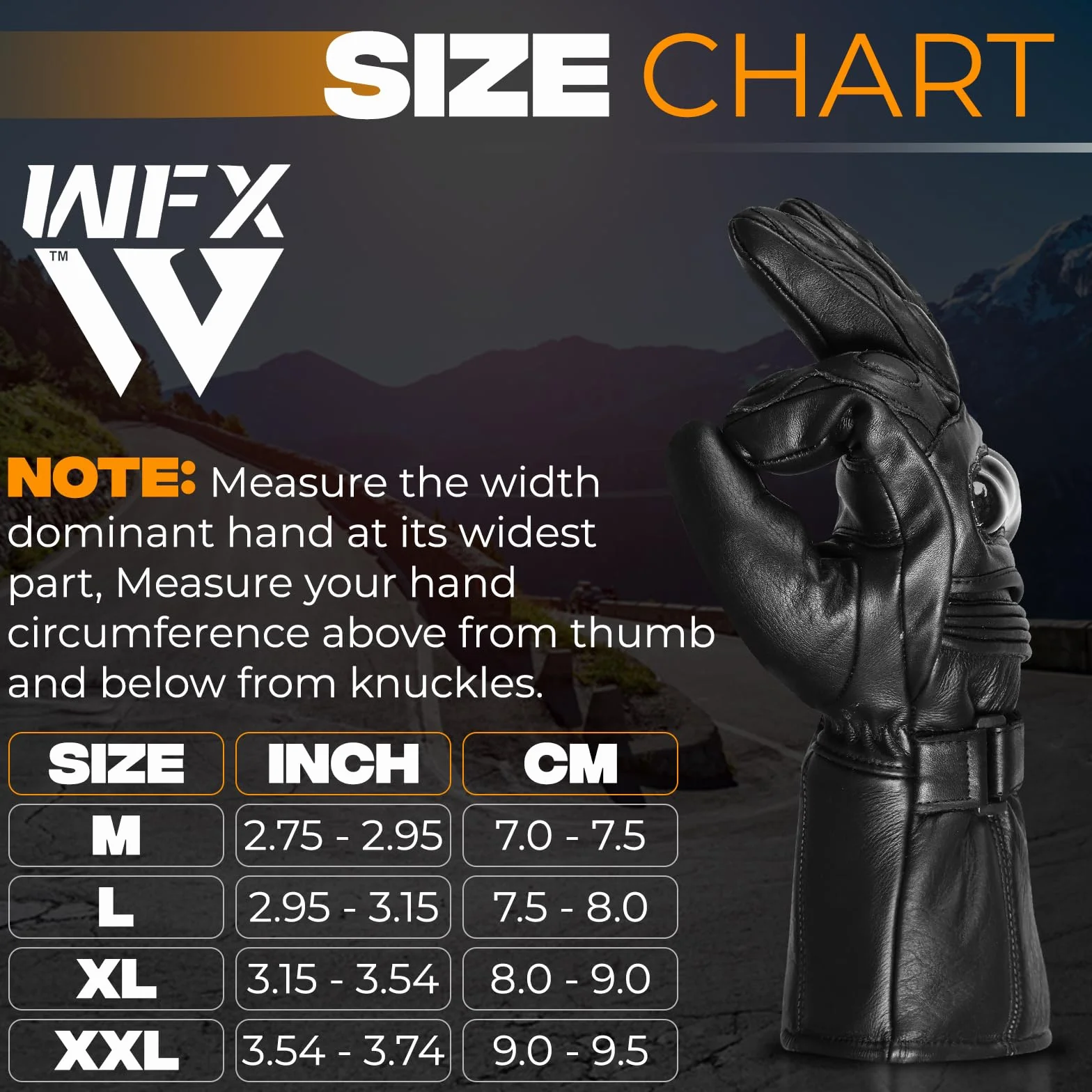 WFX Rękawice motocyklowe dla mężczyzn i kobiet, wodoodporne, kompatybilne z ekranem dotykowym, wiatroszczelne, skórzane, ochrona stawów, do wyścigów szosowych i wspinaczki