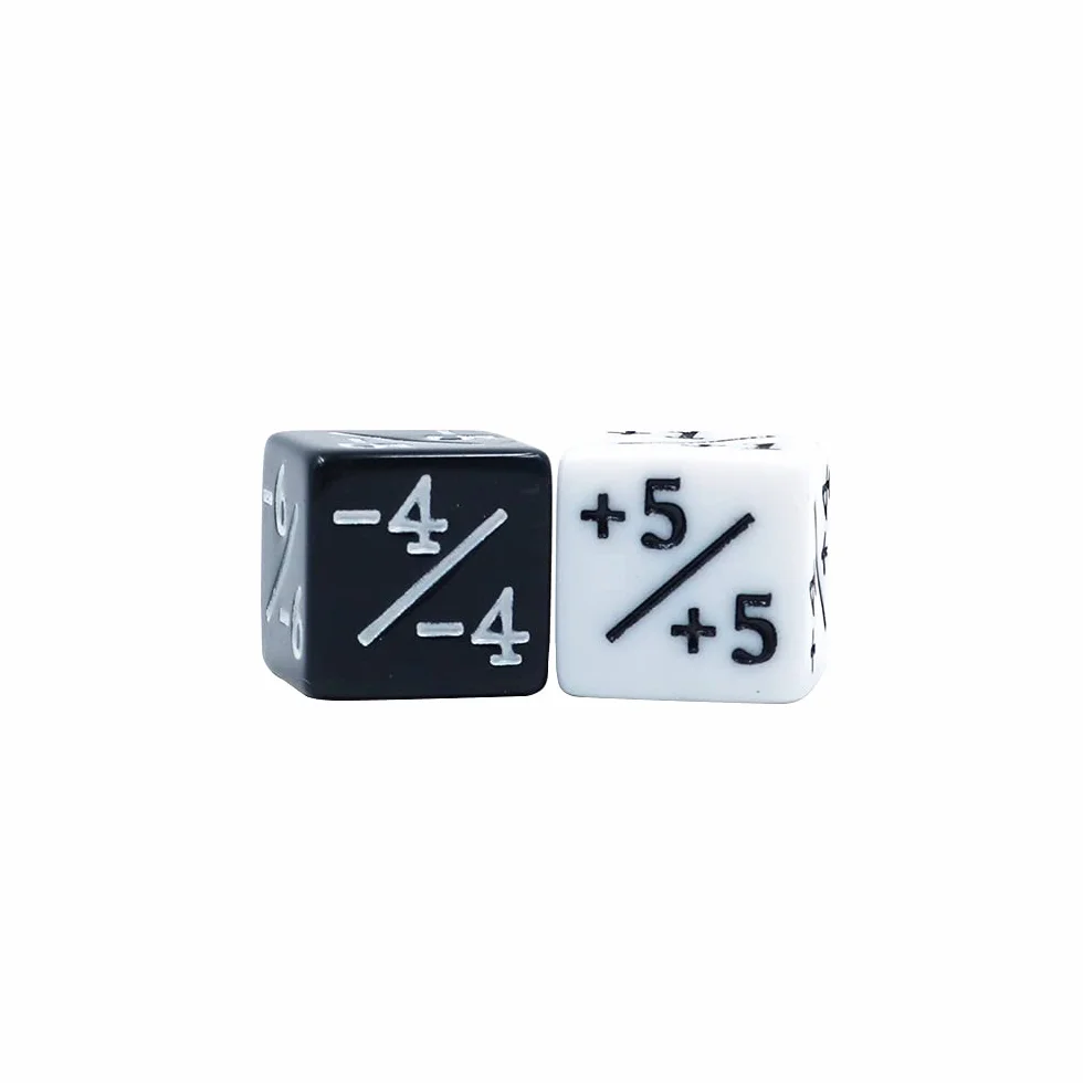 DollaTek Liczniki D6 ko?ci 12X bia?e +1/+1 i 12 x czarne -1/-1 do CCG MTG Magic The Gathering Card Games 12 szt. ?etonów i ko?ci lojalno?ciowych 24 szt. z torb?