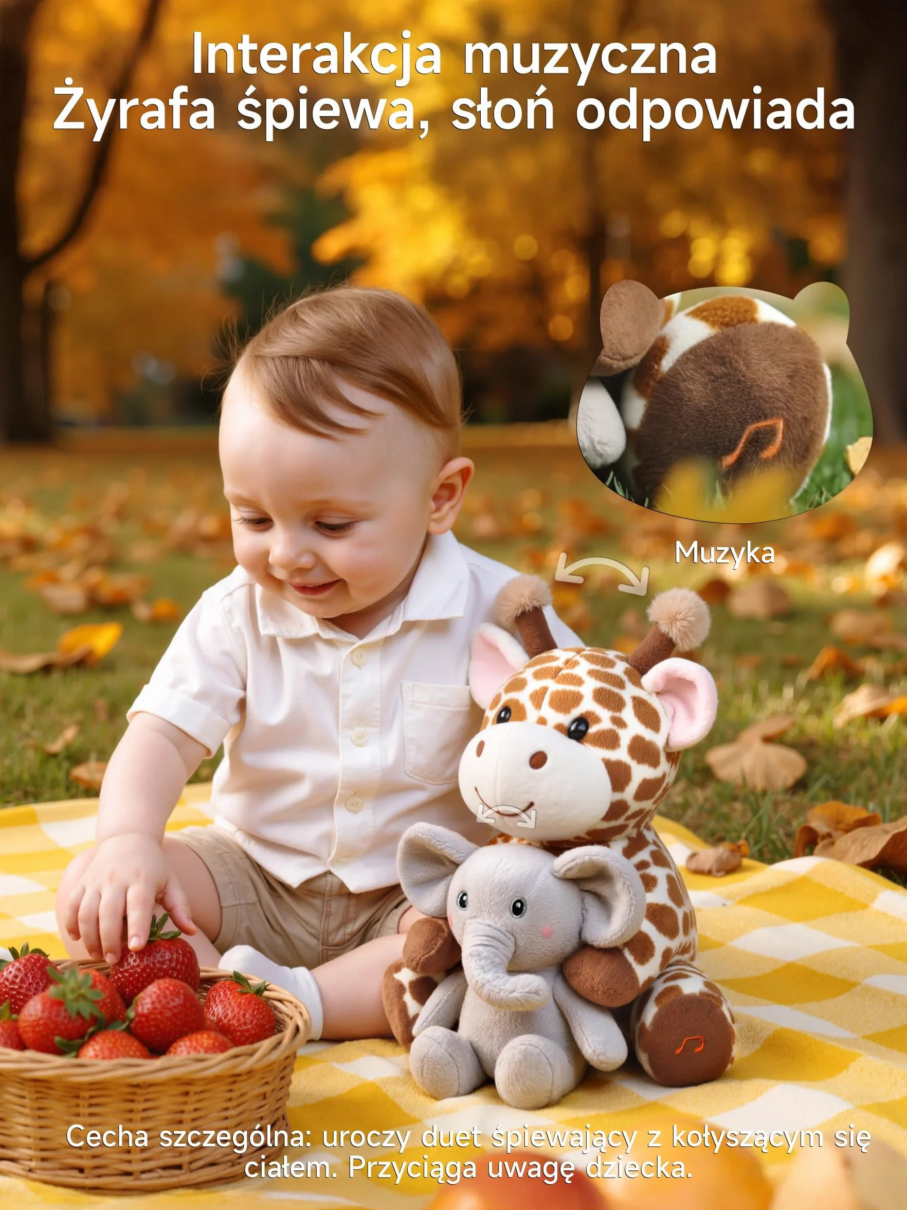 TUMAMA KIDS Pluszowa Zabawka dla Dzieci Interaktywna żyrafa i słoń Gadające i śpiewające Zabawki, Zabawka Naśladująca Powtarzająca to, co mówisz, Interaktywna Pluszowa Elektroniczn Prezent dla dzieci