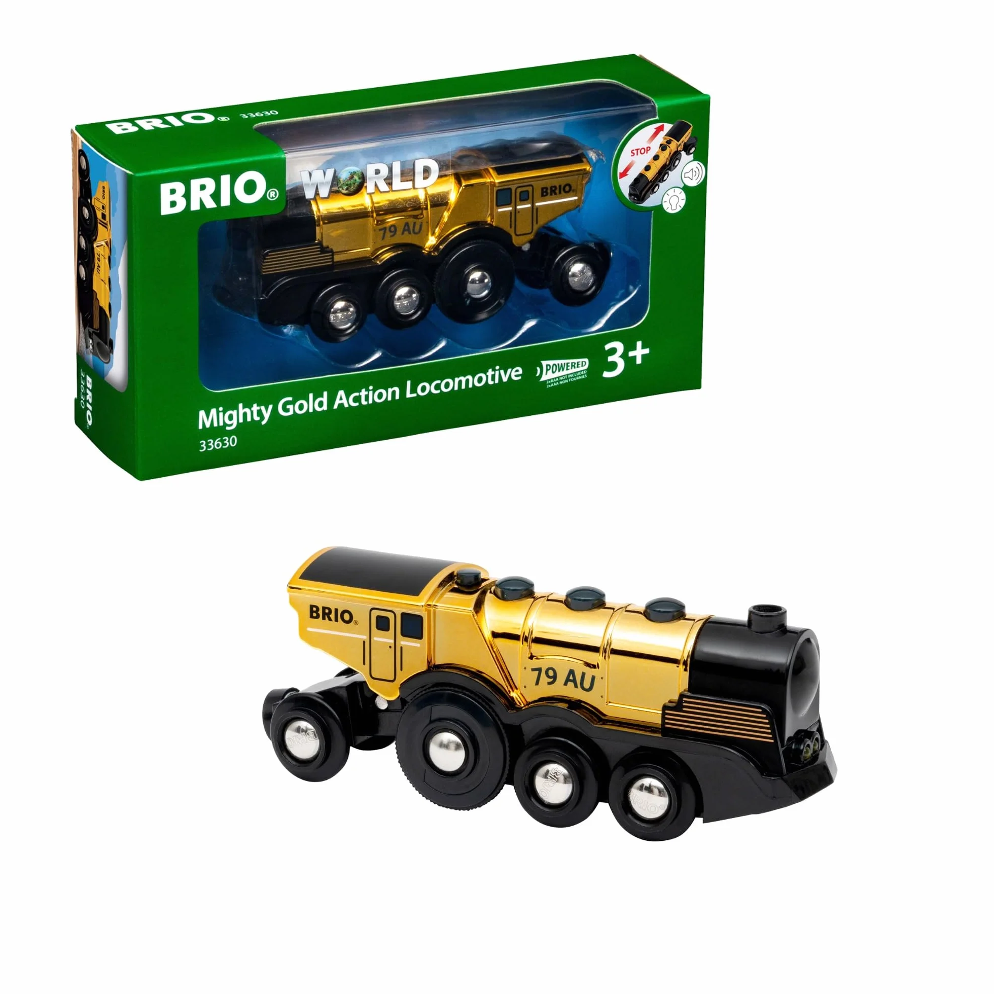 BRIO World 33630 Złota blokada baterii ze światłem i dźwiękiem - Z funkcją odłączania do użytku jako zamek przesuwny - Zalecany od 3 lat