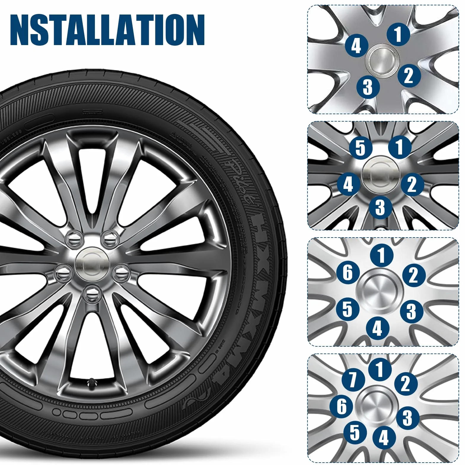 Nakrętki do kół M12 x 1,5, stalowe obręcze, 60°, zamknięte, stożkowe, nakrętki do kół, chromowane, z Fordem Chrysler, Toyota Hyundai Kia Mazda, 21 sztuk, uniwersalne nakrętki samochodowe