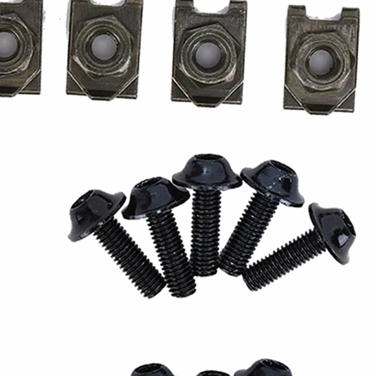 Qiilu Zestaw śrub do owiewek M5, zestaw owiewek motocyklowych, aluminiowa śruba iglica prędkość, nakrętka mocująca, 10 x śruby M5 + 10 x klipsy prędkości M5, do grapas tornillo grapas+tornillo