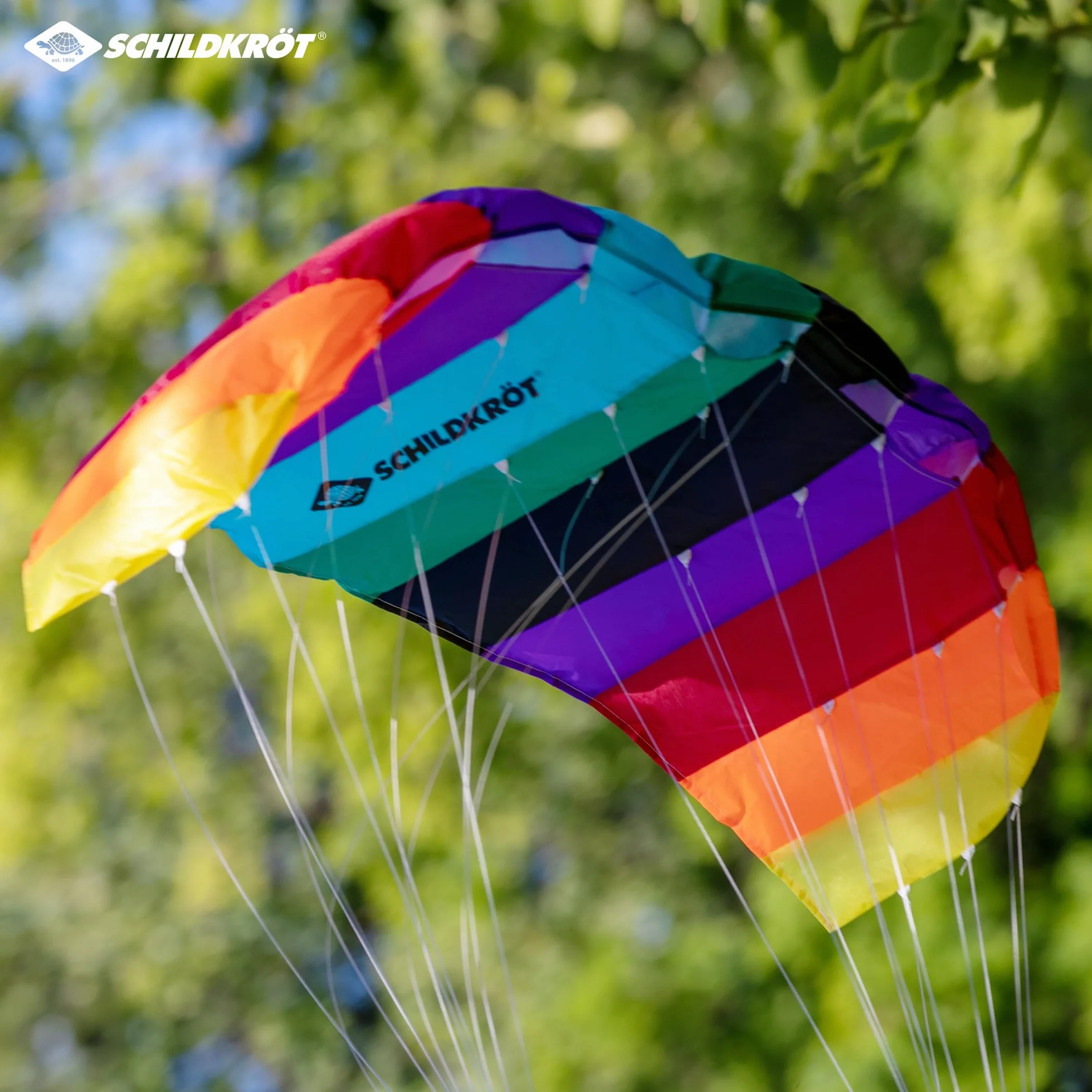 Schildkröt Dual Line Sport Kite, dwupoziomowa mata do kierowania, w zestawie sznurki poliestrowe 25 kp, 2 x 25 m na nawijarce z pętelkami, 3-6 Beaufort