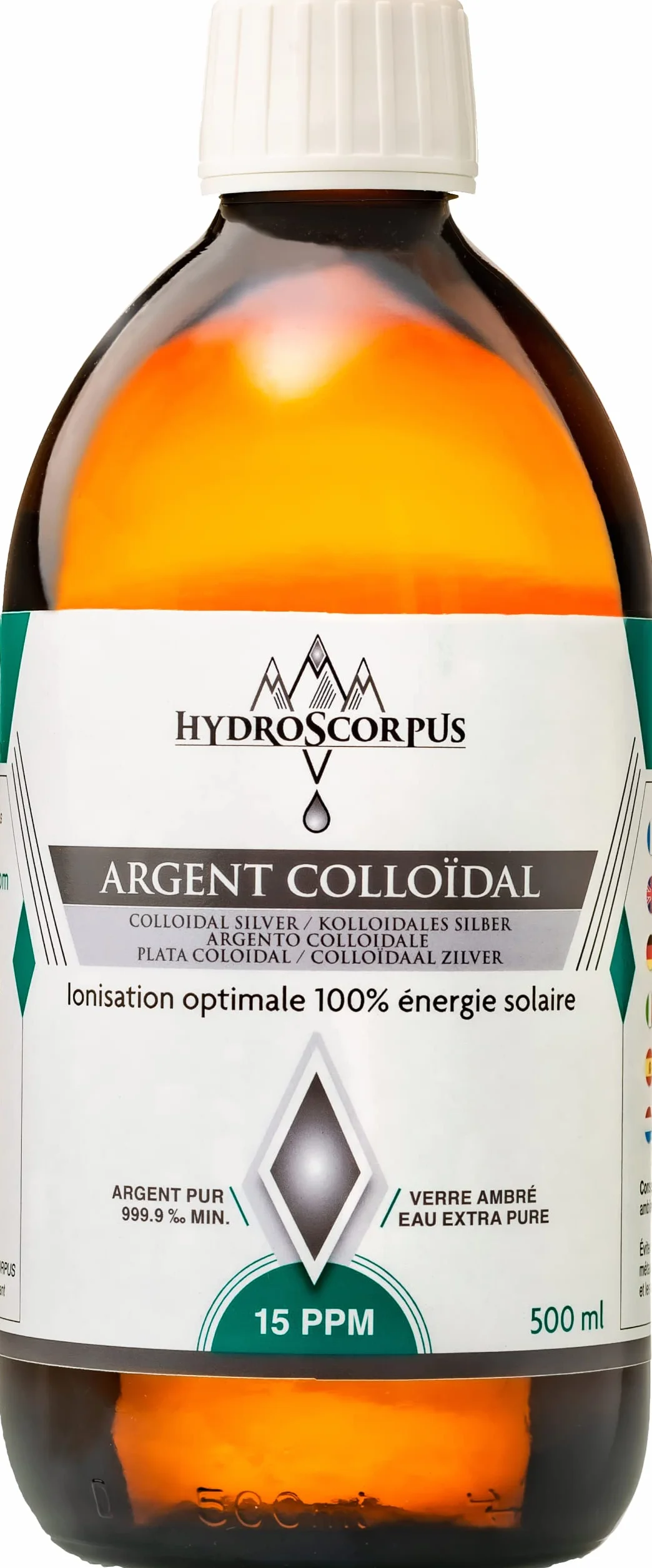 Srebro koloidalne 15 PPM 500ml SZKŁO ●100% naturalny pierwiastek organiczny Oligo Dostępny● 100% jonizacja słonecznej● Opakowanie w 100% kompostowalne ..