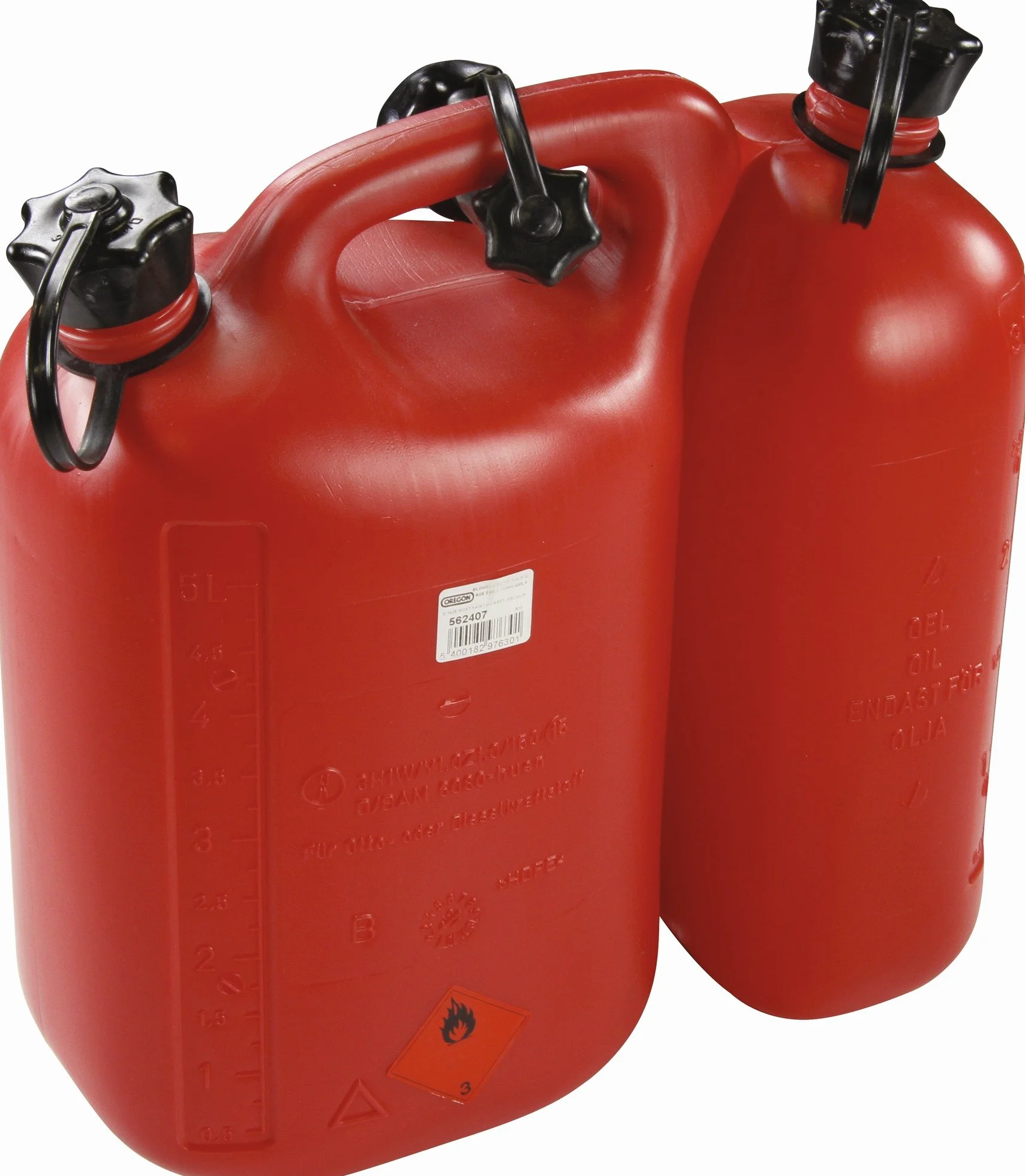 Oregon 562407 czerwony combi-can, 5 litrów paliwa i 3 l oleju