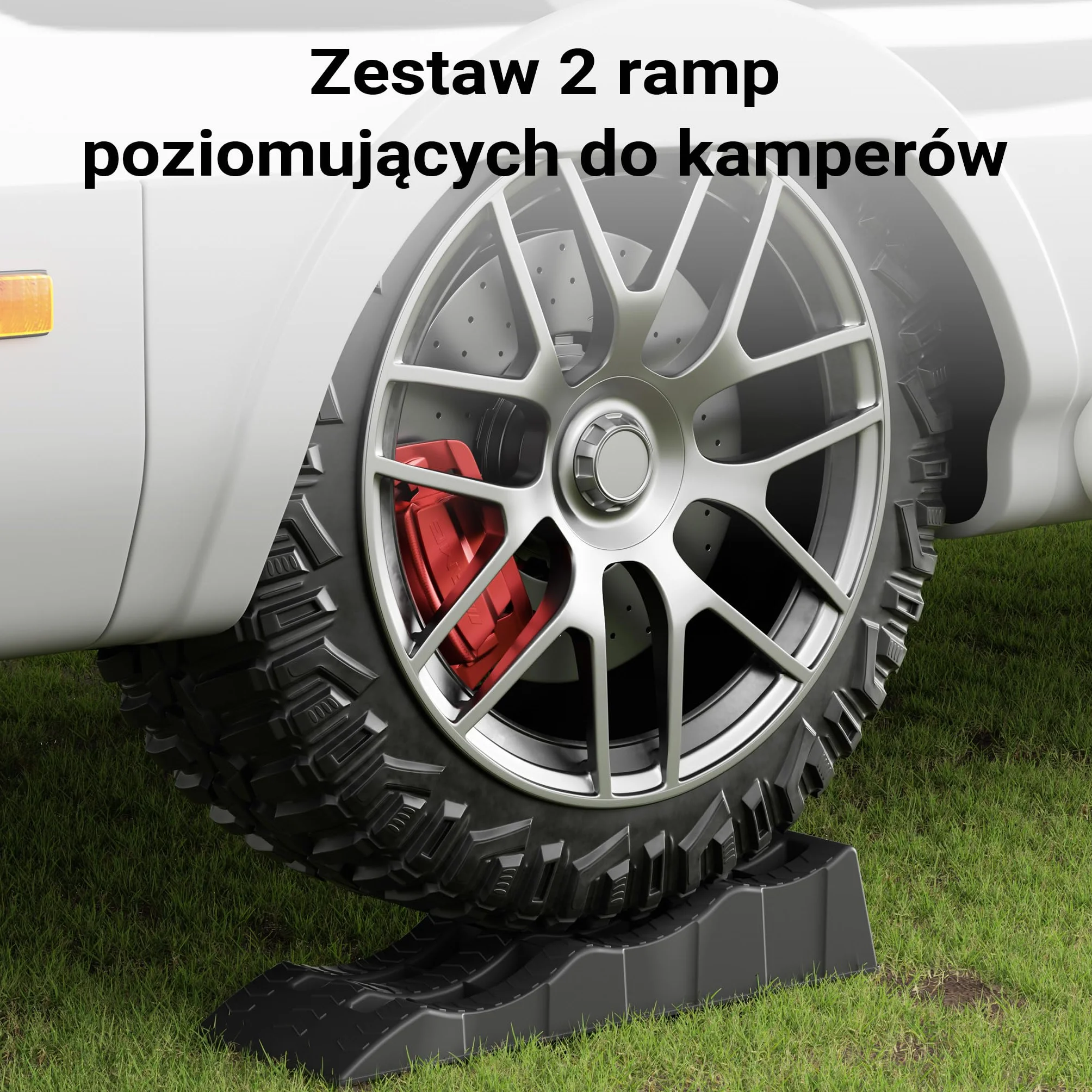 XPOtool Kliny pod koła przyczepy kempingowej 2 szt. do 3,5 t, z antypoślizgowego tworzywa HDPE, rampy poziomujące 3-stopniowe z torbą