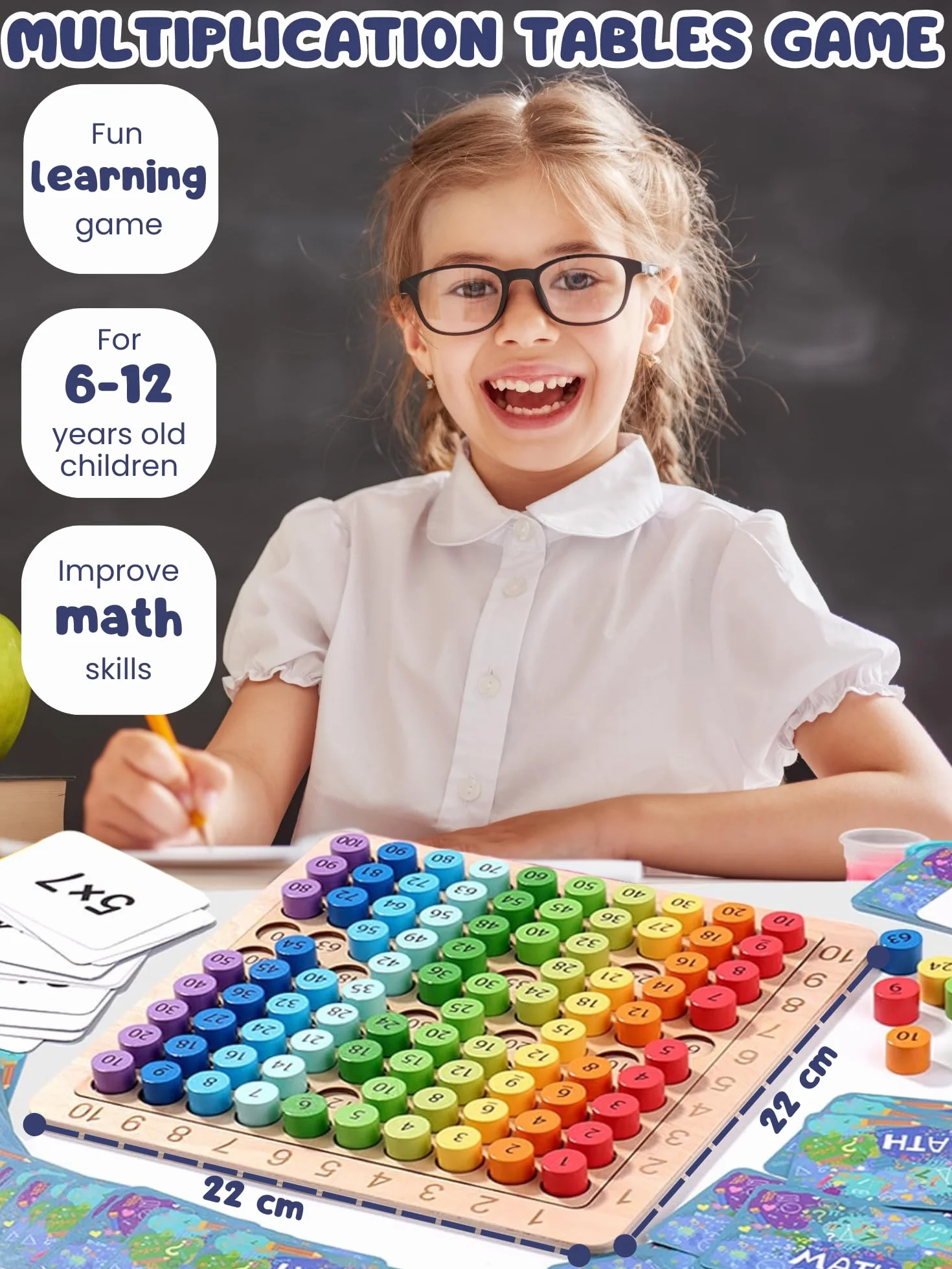 Drewniane Gry Matematyczne, Tabliczka Mnożenia, Drewniana Tabliczka Mnożenia, Zabawka Edukacyjna Montessori, Nauka Liczydła dla Dzieci w Wieku od 6 do 12 Lat.