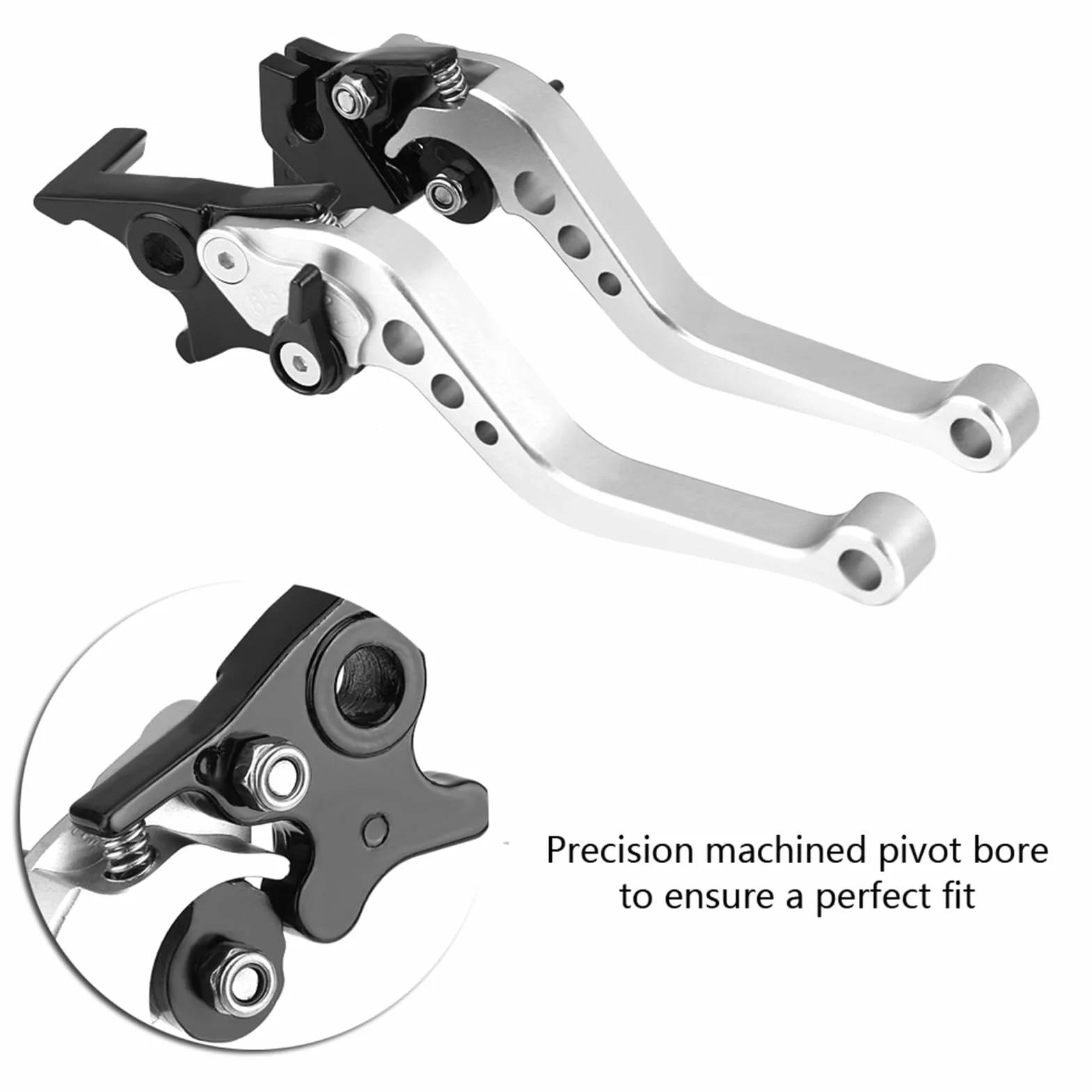 Dźwignia hamulca Yctze, 100% fabrycznie nowa aluminiowa dźwignia hamulca 7/8 "CNC do motocykli Uniwersalna dźwignia hamulca 22mm Dźwignia hamulca bębnowego (srebrna)