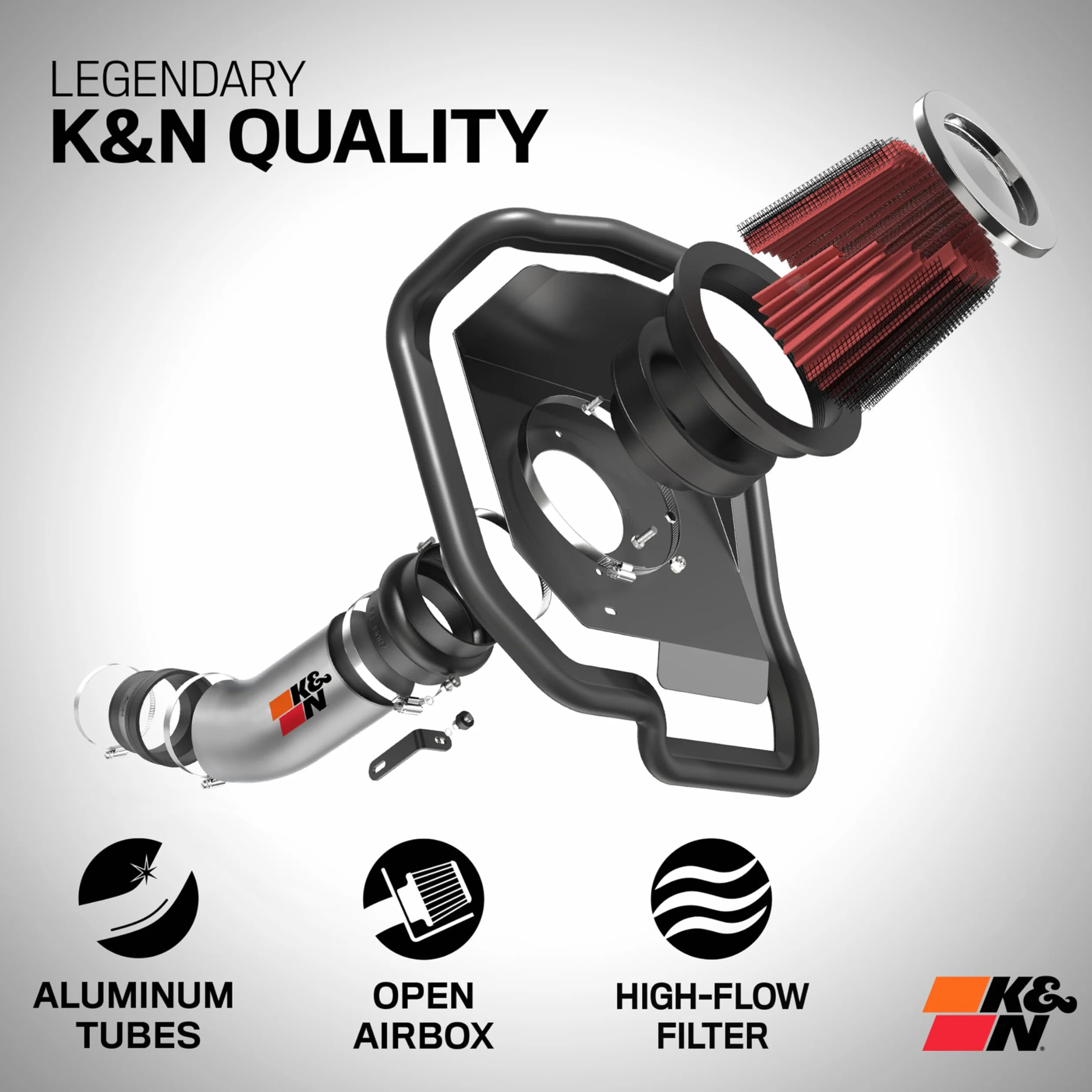 K&N Zestaw wlotu zimnego powietrza: Wysoka wydajność, zwiększenie mocy koni: kompatybilny z 2010-2015 Chevy Camaro SS, 6,2 l V8, 69-4519TP