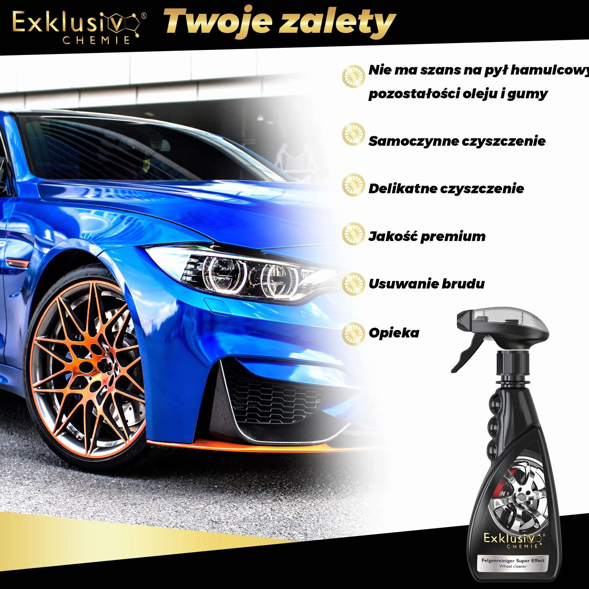 Exklusiv Chemie® Środek do czyszczenia felg, bezkwasowy i alkaliczny, samoczynny