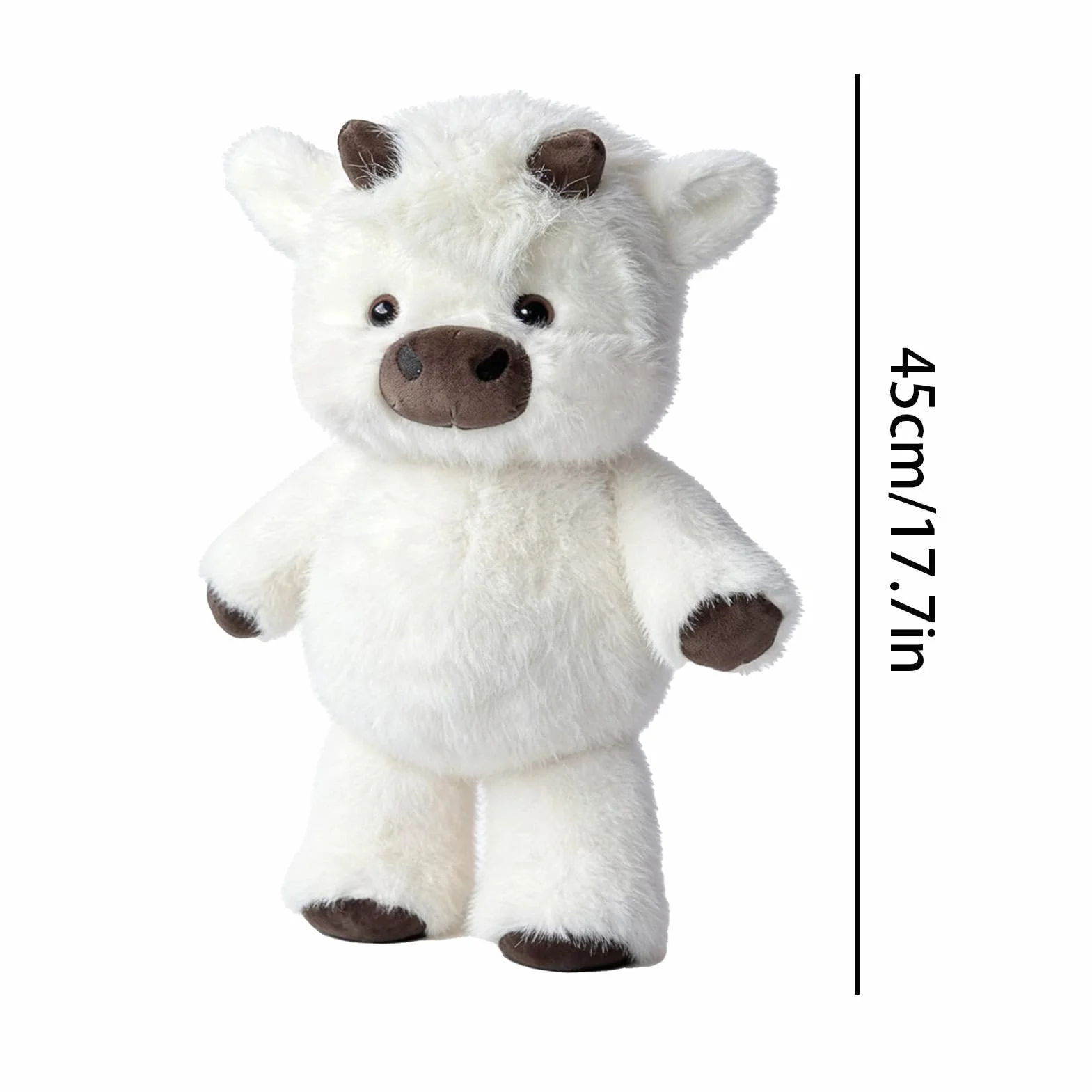 Cute Huggables Cow, Soft Stuffed Animal, 17.7inch Plush Toy with Fuzzy Texture, Resilient Cotton Cattle Doll, Adorable Figure with Realistic Style, Nursery Toy for Boys Girls and Bedroom