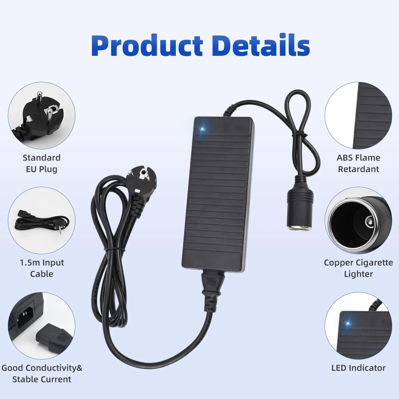 Przetwornica napięcia 230 V na 12 V 180 W 15 A adapter samochodowy do gniazda zapalniczki AC na DC