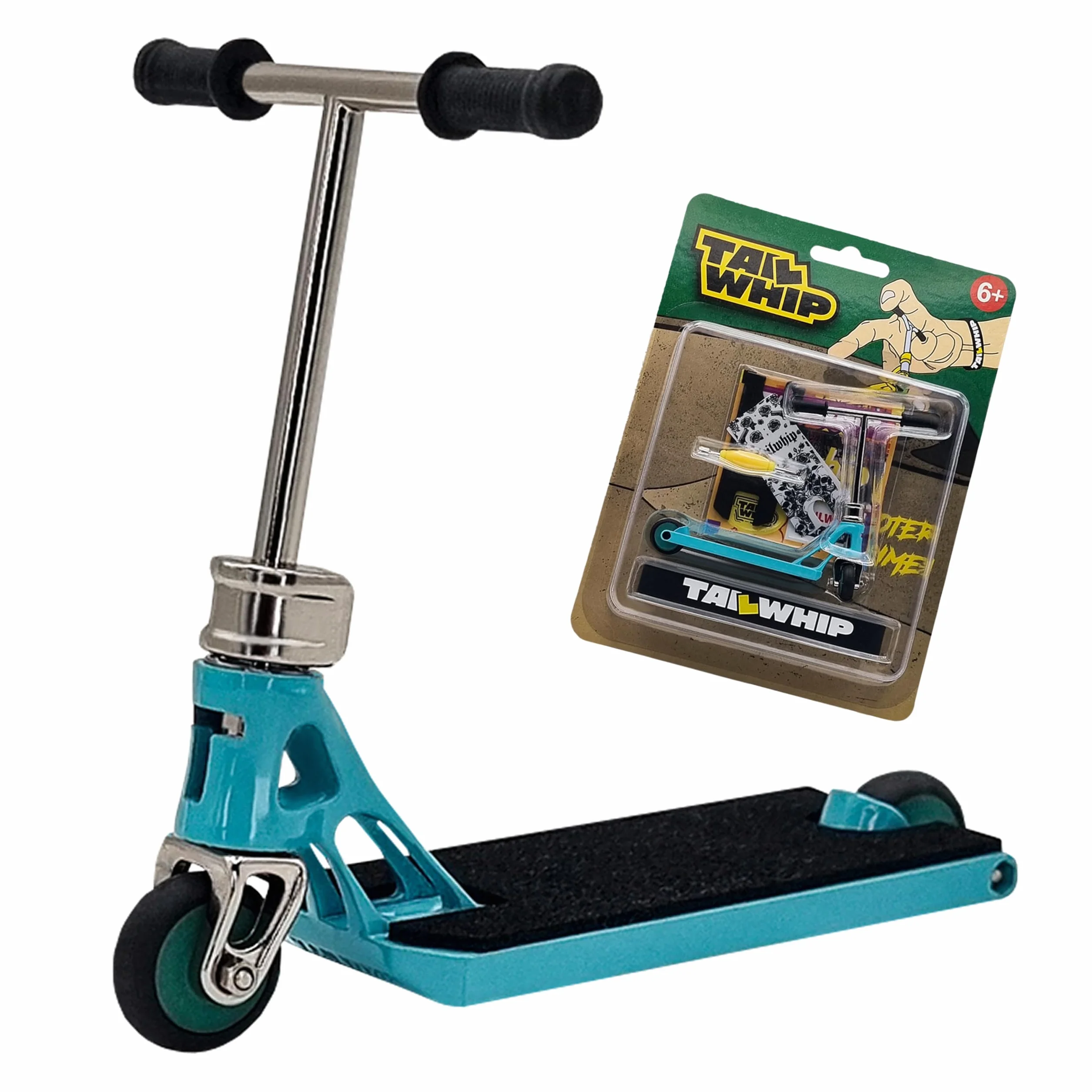TAILWHIP Pro Finger Scooter z łożyskami kulkowymi – bez zabawy, cicha praca, naklejka na pokład do indywidualizacji, wytrzymała metalowa hulajnoga trick Scooter dla dzieci i dorosłych